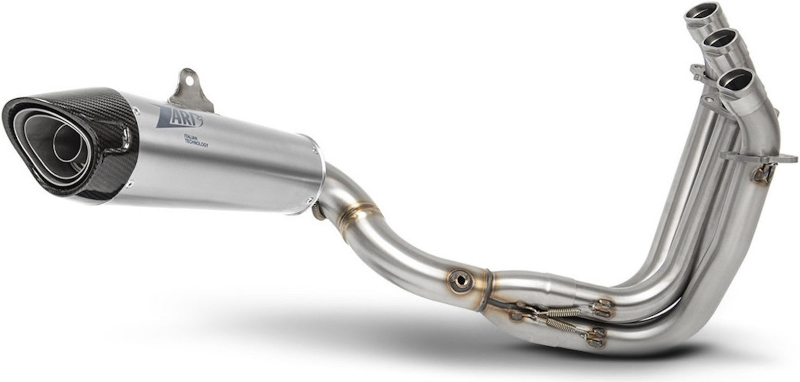 Complete Catalytic Exhaust System With Sound Certification Stainless Steel Endcap Carbon - Zard Compatible With Triumph Trident 660 (2021-2023)