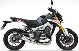 Système D'Échappement Complet Avec Catalyseur Et Homologation Acoustique Acier Embout Carbon - Zard Compatible Avec Yamaha Mt-09 (2013-2016)