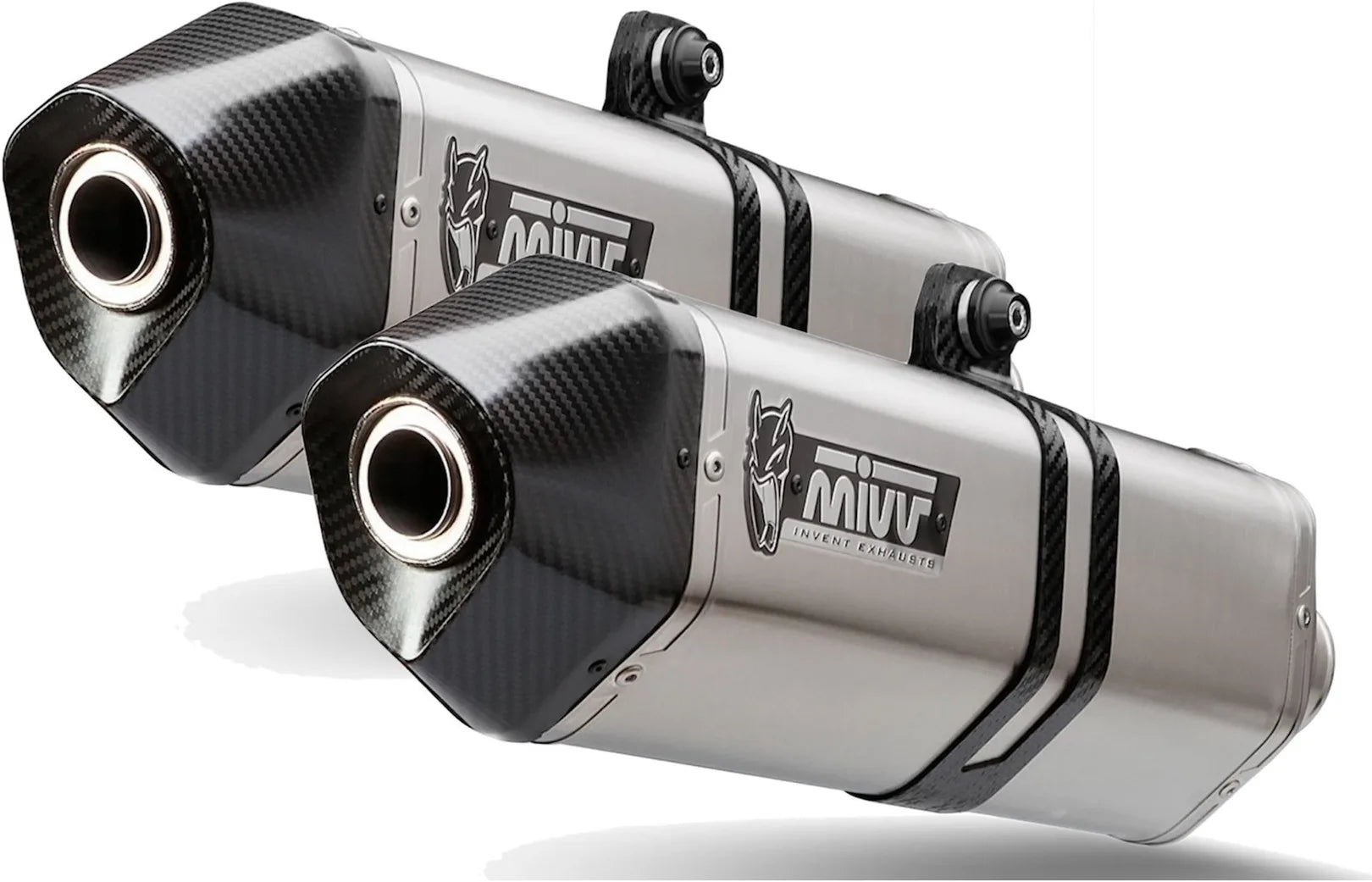 Double Sortie D'Échappement Homologuée Au Niveau Sonore Speed Edge Acier Carbon - Mivv Compatible Avec Suzuki Gsx-R 1300 Hayabusa (2008-2017)