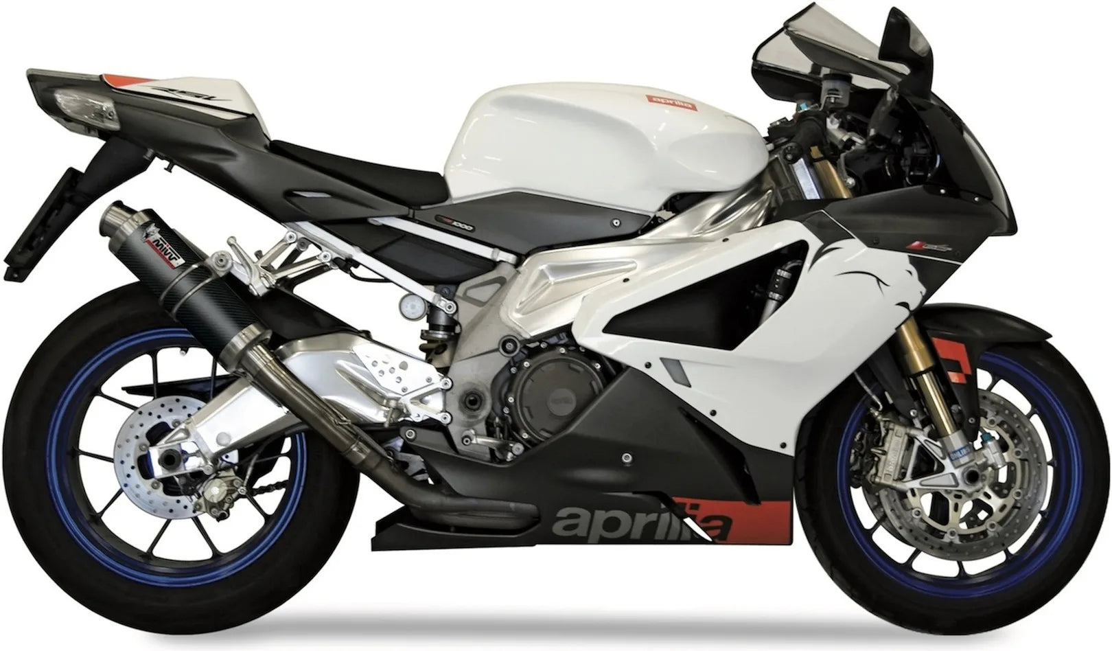 Double Sortie D'Échappement Non Catalysée Avec Homologation Acoustique Gp Carbon - Mivv Compatible Avec Aprilia Rsv 1000 (2004-2008)