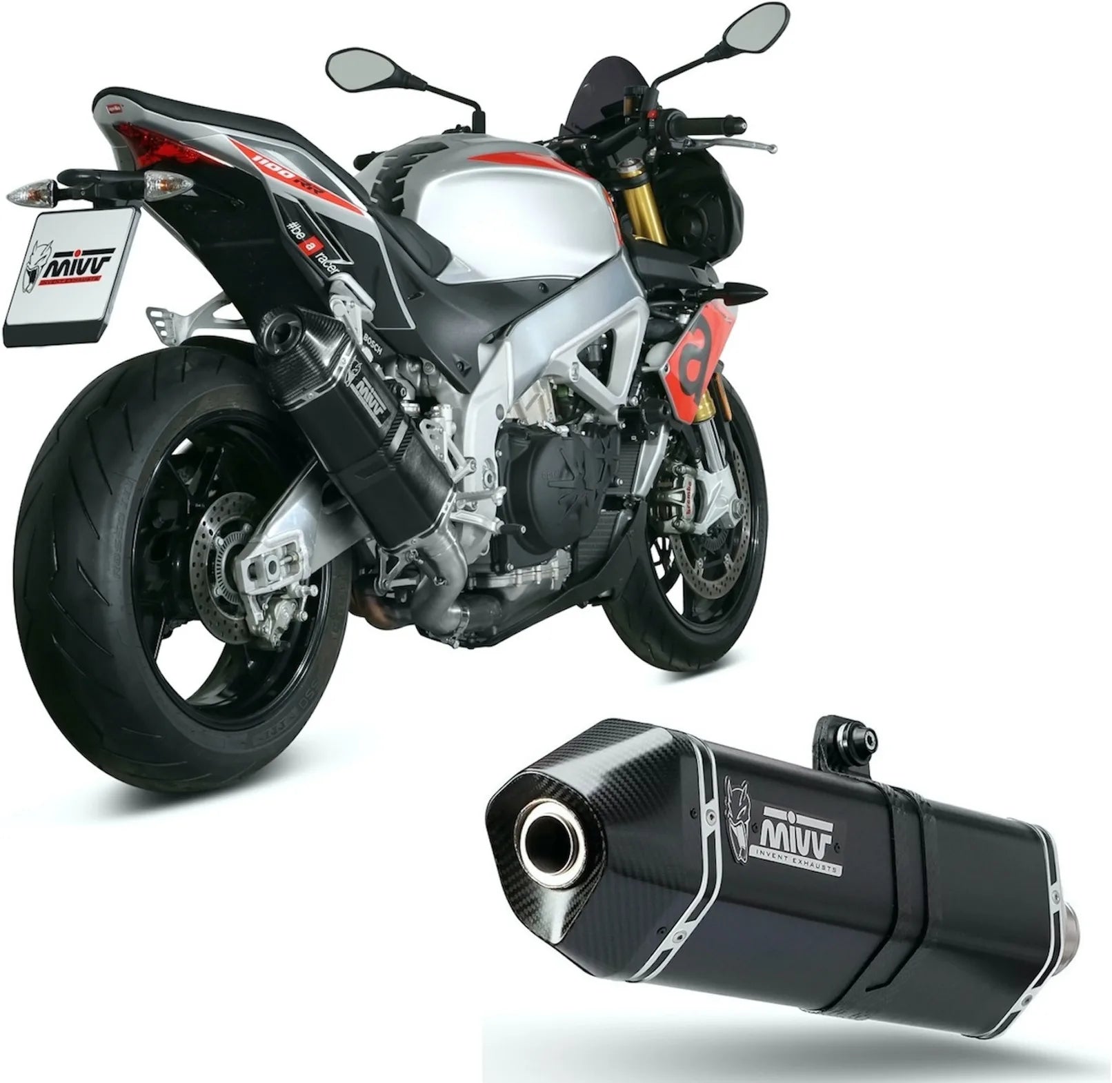 Système D'Échappement Catalytique Avec Homologation Acoustique Speed Edge Acier Noir Carbon - Mivv Compatible Avec Aprilia Tuono V4 1100 (2018-2020)