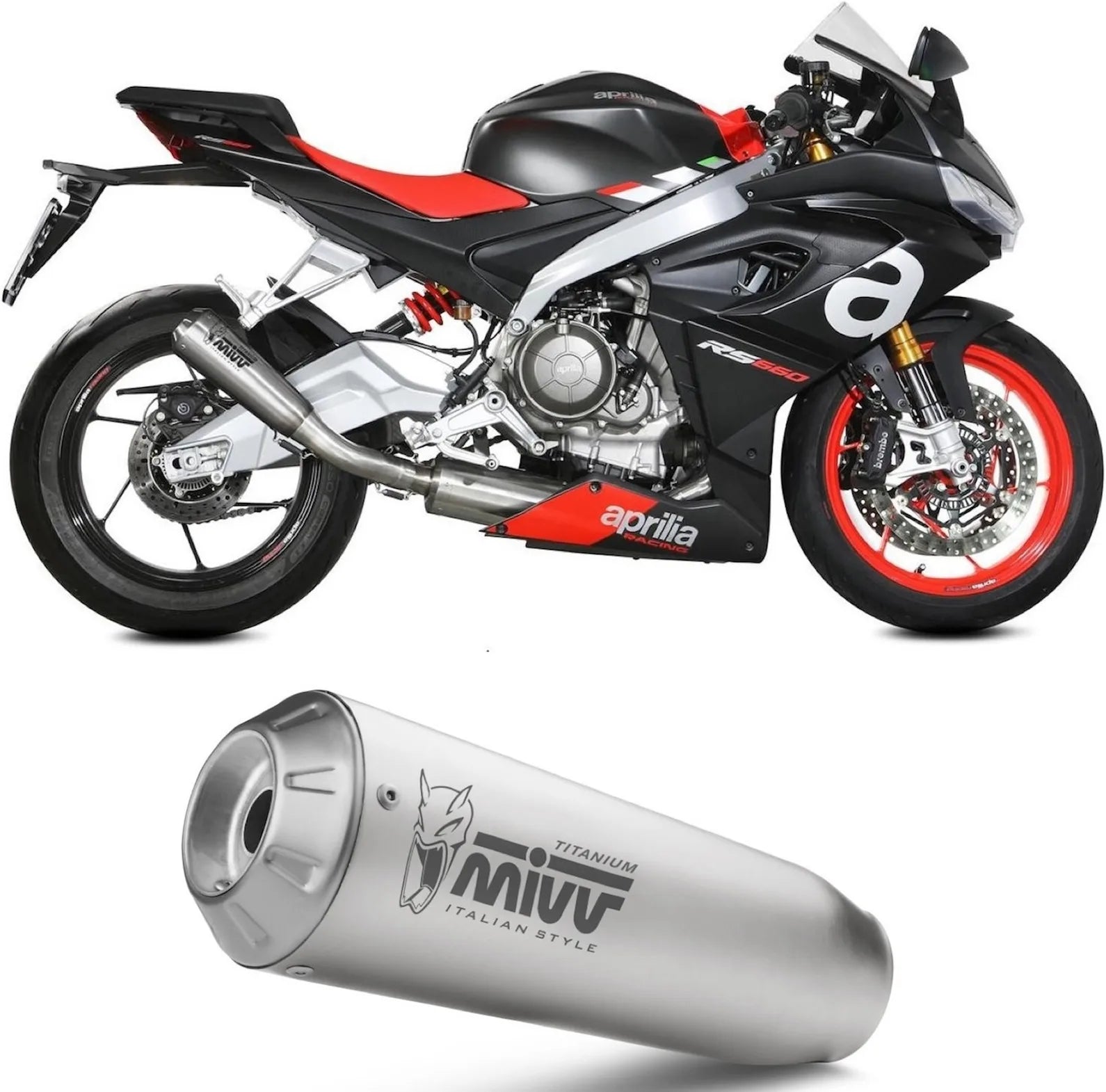 Système D'Échappement Complet Avec Catalyseur Et Homologation Acoustique X-M1 Titanium - Mivv Compatible Avec Aprilia Rs 660 (2020-2024)