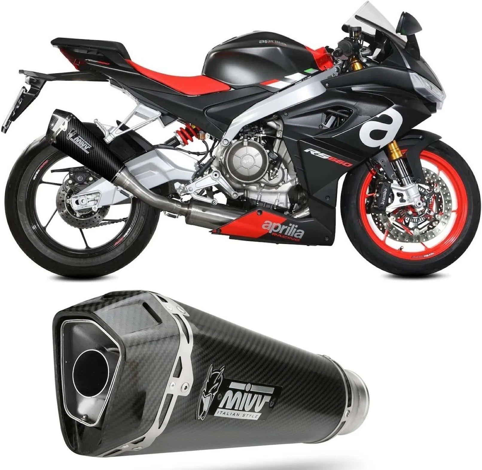 Système D'Échappement Complet Avec Catalyseur Et Homologation Acoustique Delta Race Carbon Carbon - Mivv Compatible Avec Aprilia Rs 660 (2020-2024)