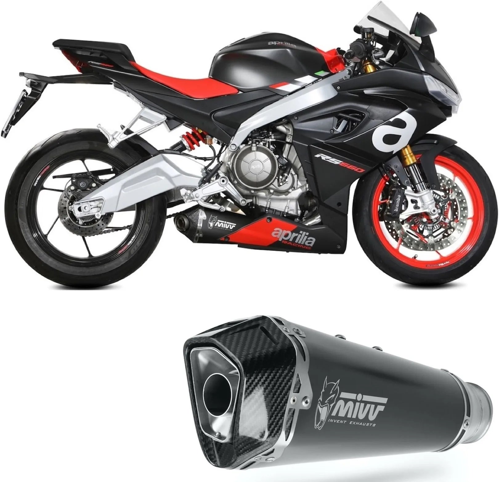 Système D'Échappement Complet Avec Catalyseur Et Homologation Acoustique Delta Race Acier Noir Carbon - Mivv Compatible Avec Aprilia Rs 660 (2020-2024)