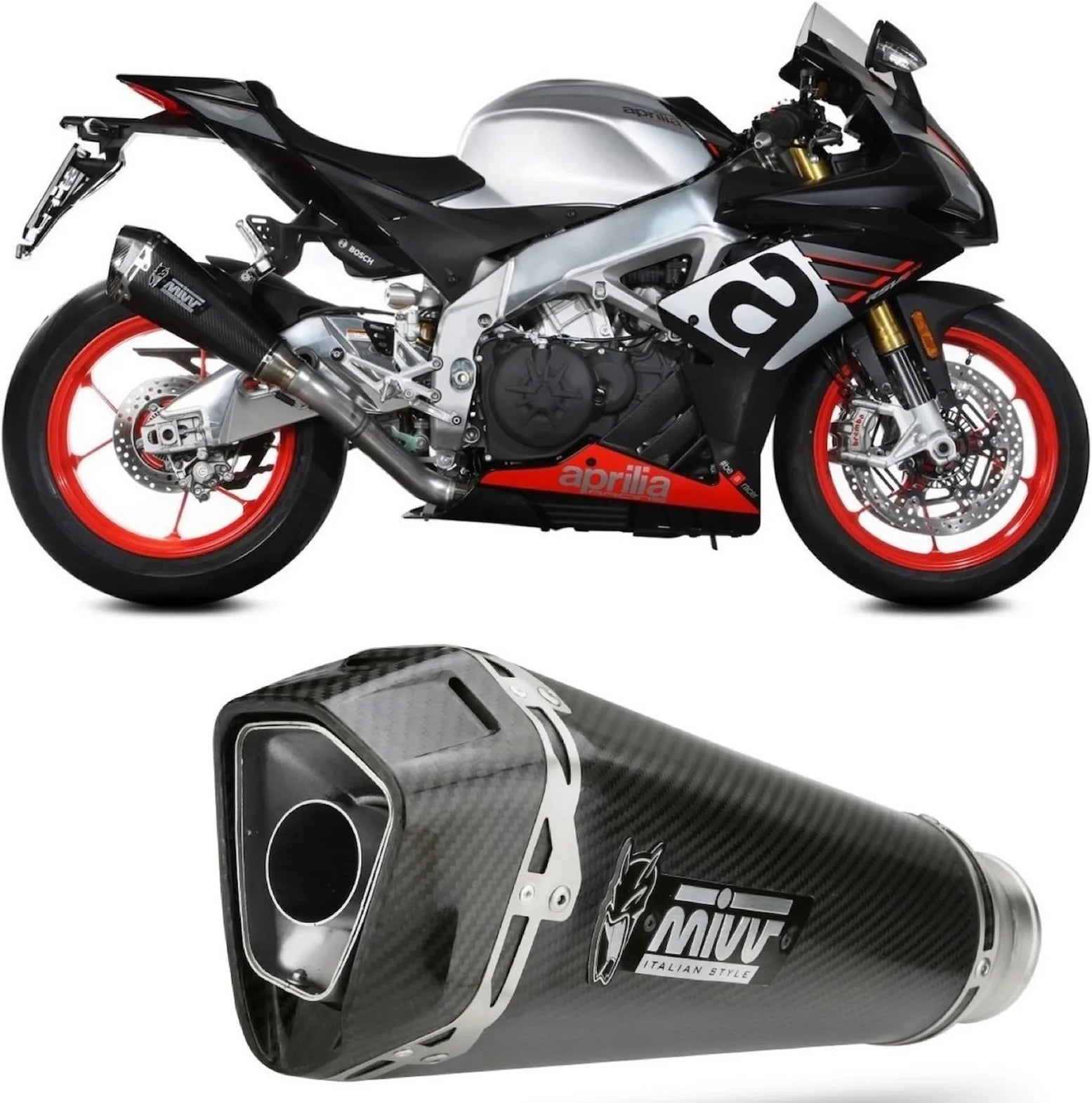 Système D'Échappement Catalytique Avec Homologation Acoustique Delta Race Carbon Carbon - Mivv Compatible Avec Aprilia Rsv4 (2017-2020)