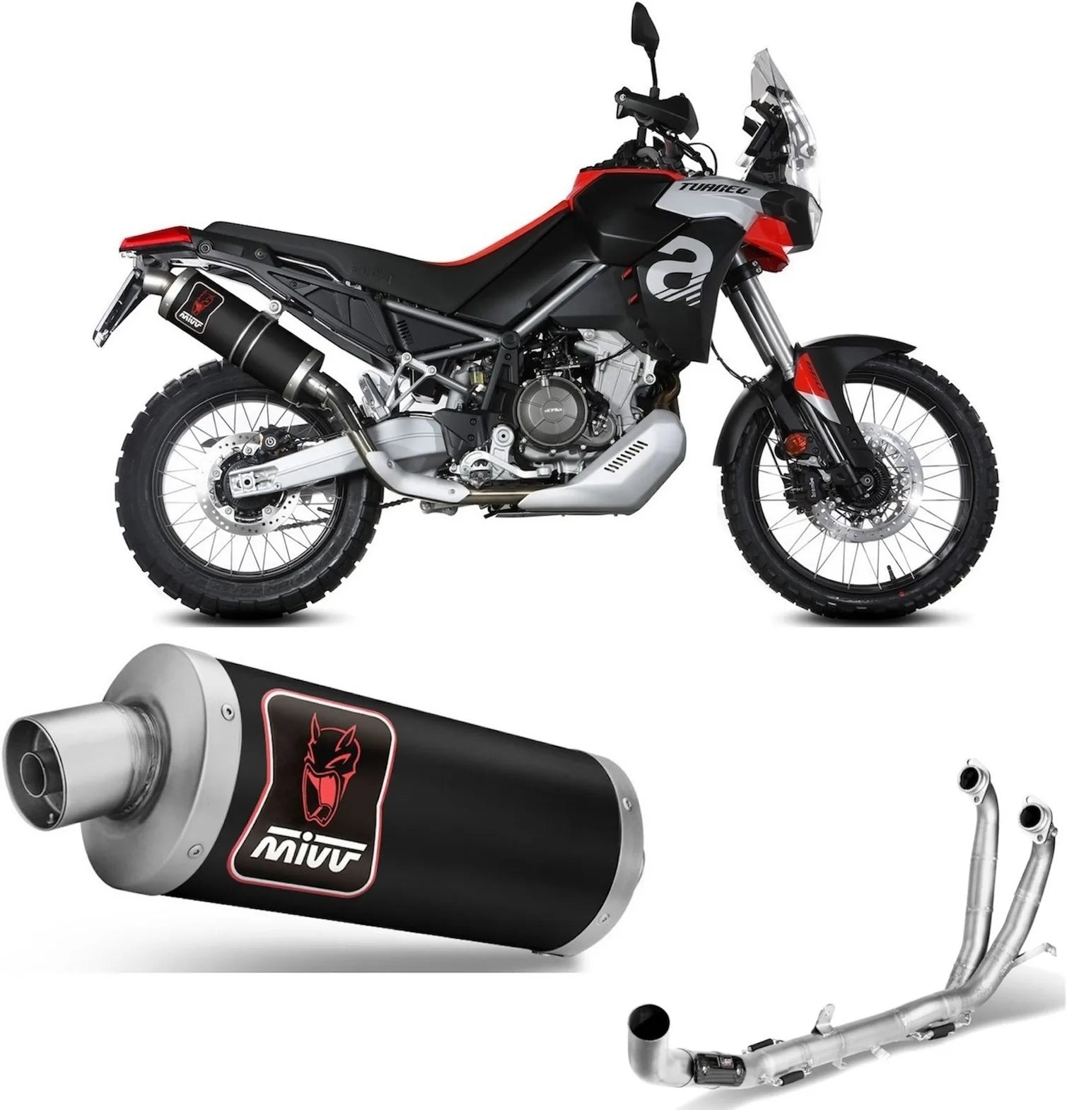 Système D'Échappement Complet Sans Catalyseur Et Homologué Au Niveau Sonore Dakar Acier Noir - Mivv Compatible Avec Aprilia Tuareg 660 (2022-2024)