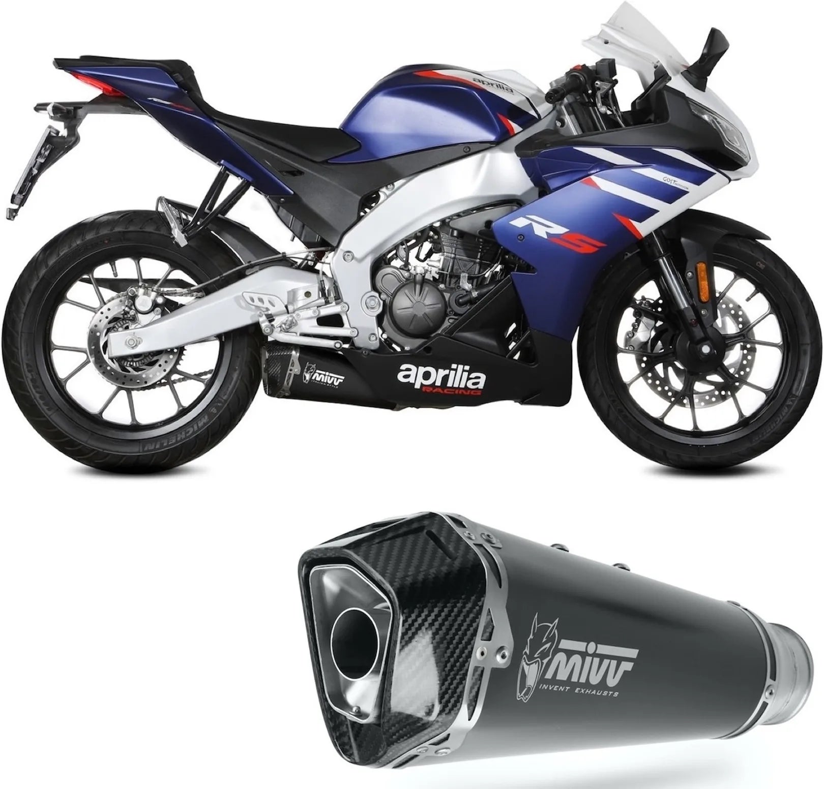 Système D'Échappement Complet Avec Catalyseur Et Homologation Acoustique Delta Race Acier Noir Carbon - Mivv Compatible Avec Aprilia Rs 125 (2021-2024)