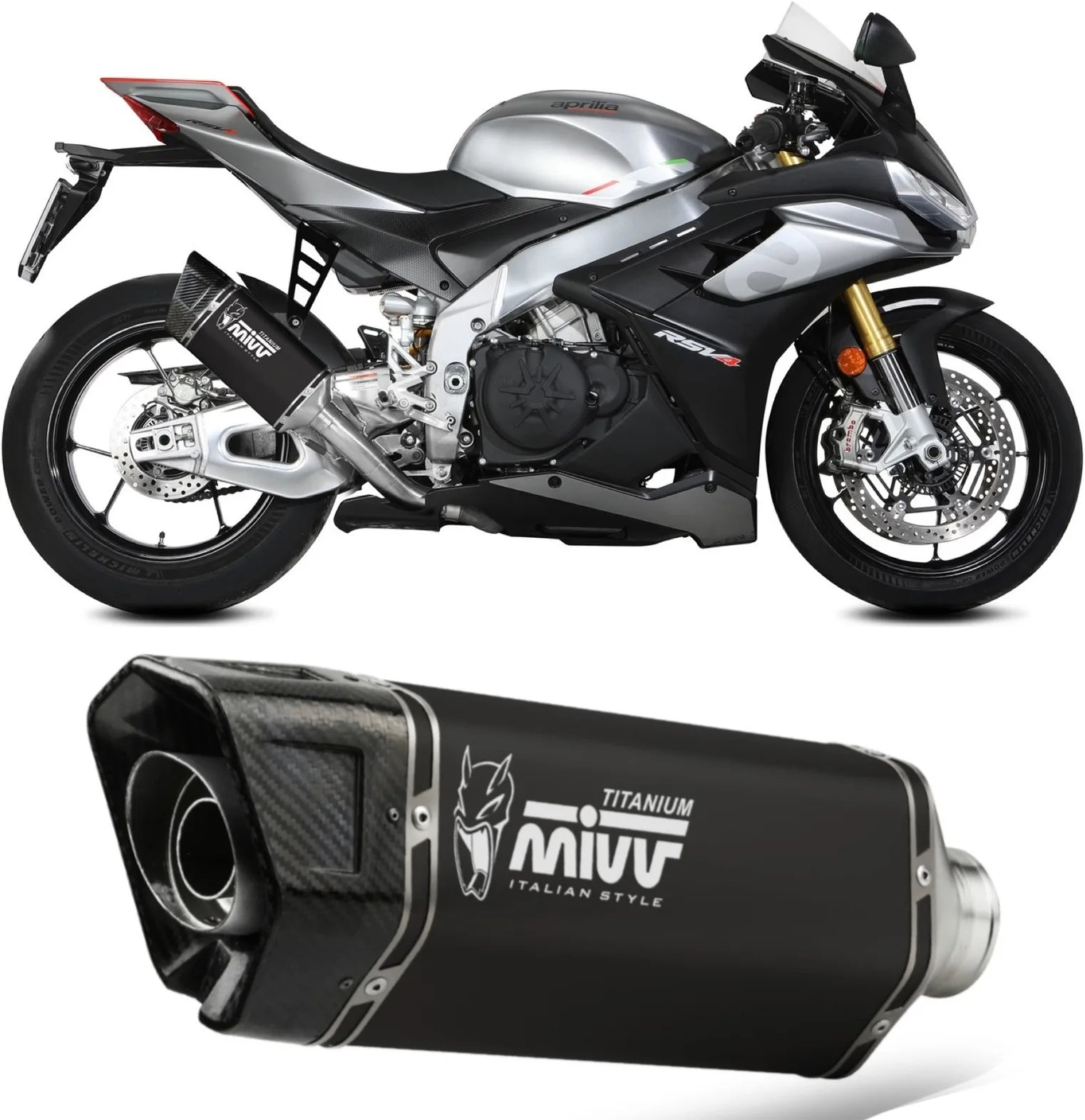 Système D'Échappement Catalytique Avec Homologation Acoustique Sr-1 Titanium Noir - Mivv Compatible Avec Aprilia Rsv4 (2021-2024)