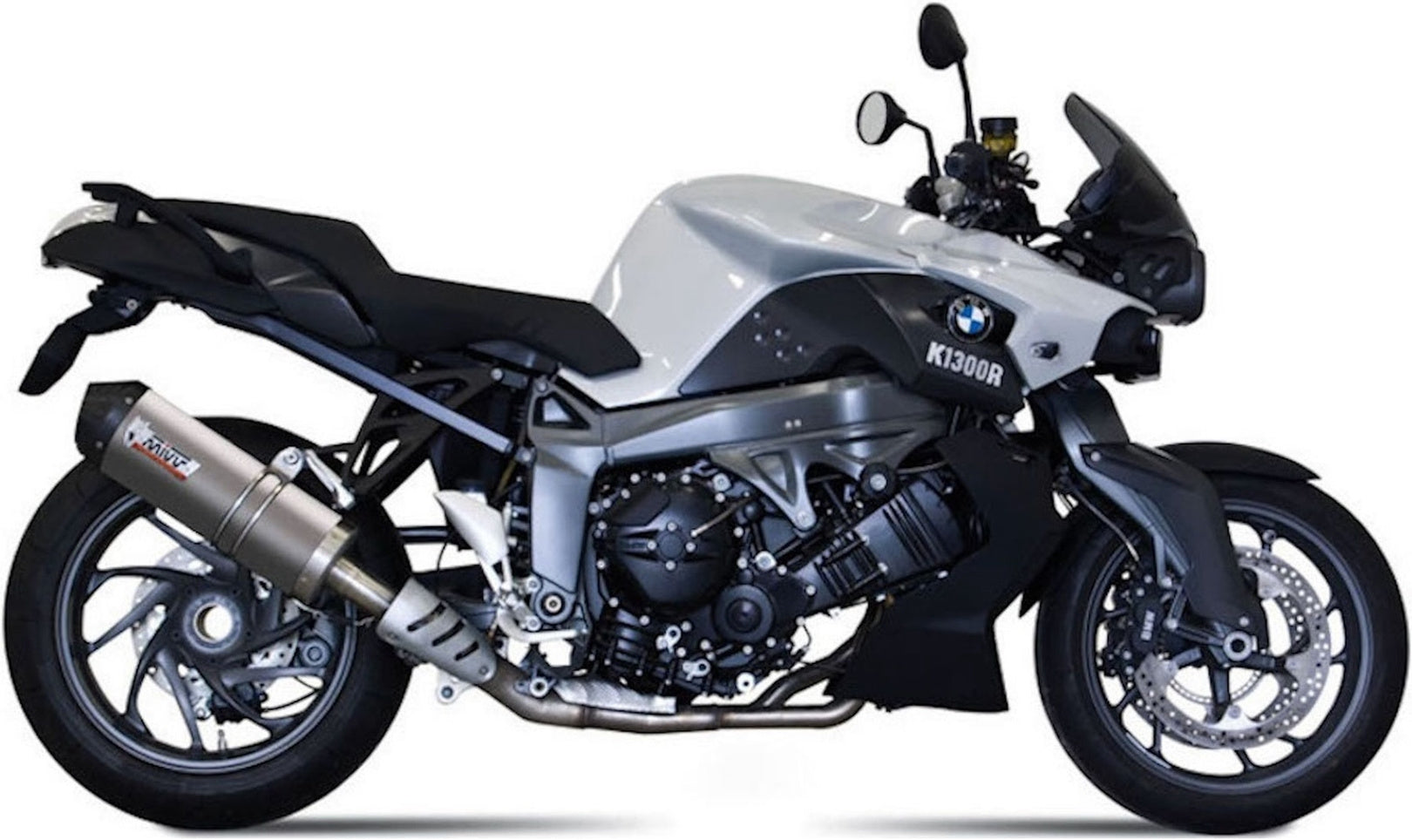 Catalytic Exhaust Tip With Sound Certification Oval Titanium Carbon - Mivv Compatible With Bmw K 1300 R (2009-2016)