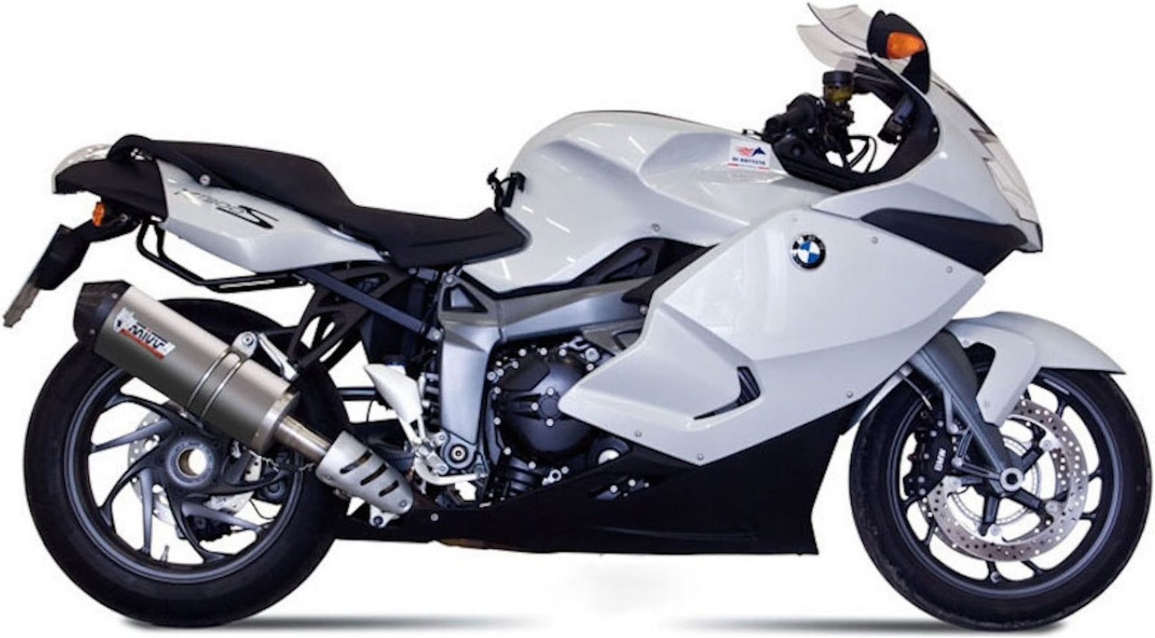 Catalytic Exhaust Tip With Sound Certification Oval Titanium Carbon - Mivv Compatible With Bmw K 1300 S (2009-2016)