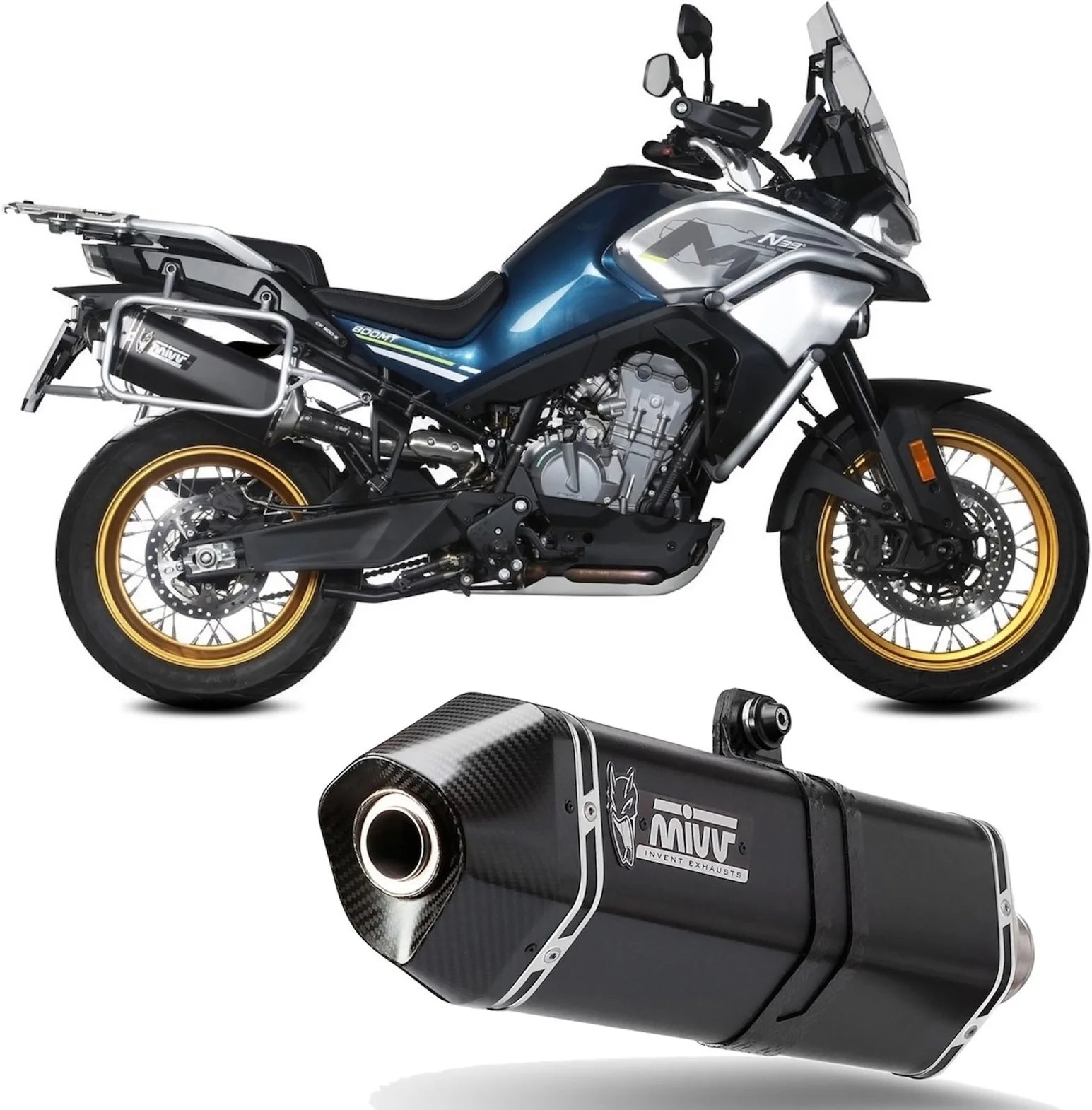 Système D'Échappement Homologué Au Niveau Sonore Speed Edge Acier Noir Carbon - Mivv Compatible Avec Cfmoto 800 Mt (2022-2024)
