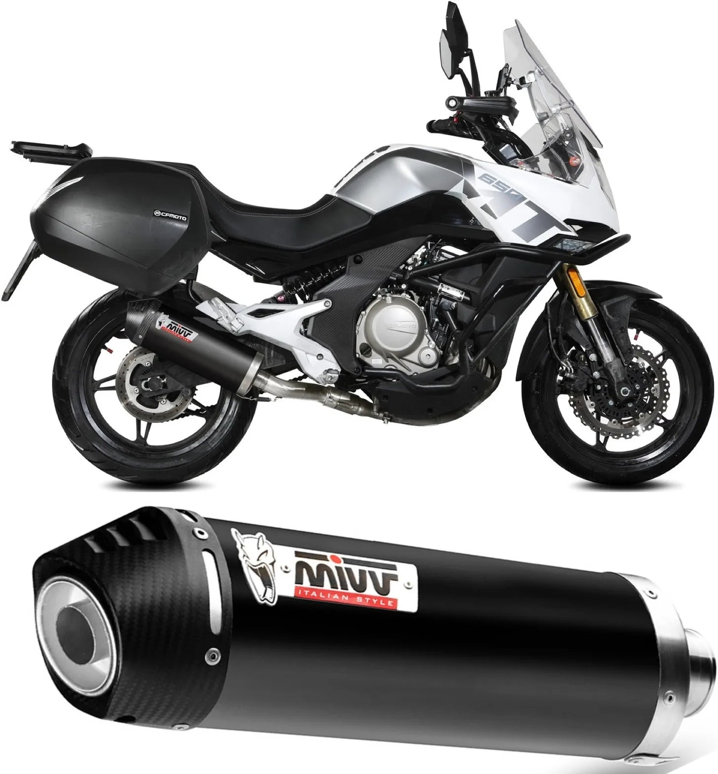Système D'Échappement Catalytique Avec Homologation Acoustique Oval Acier Noir Carbon - Mivv Compatible Avec Cfmoto 650 Mt (2021-2024)