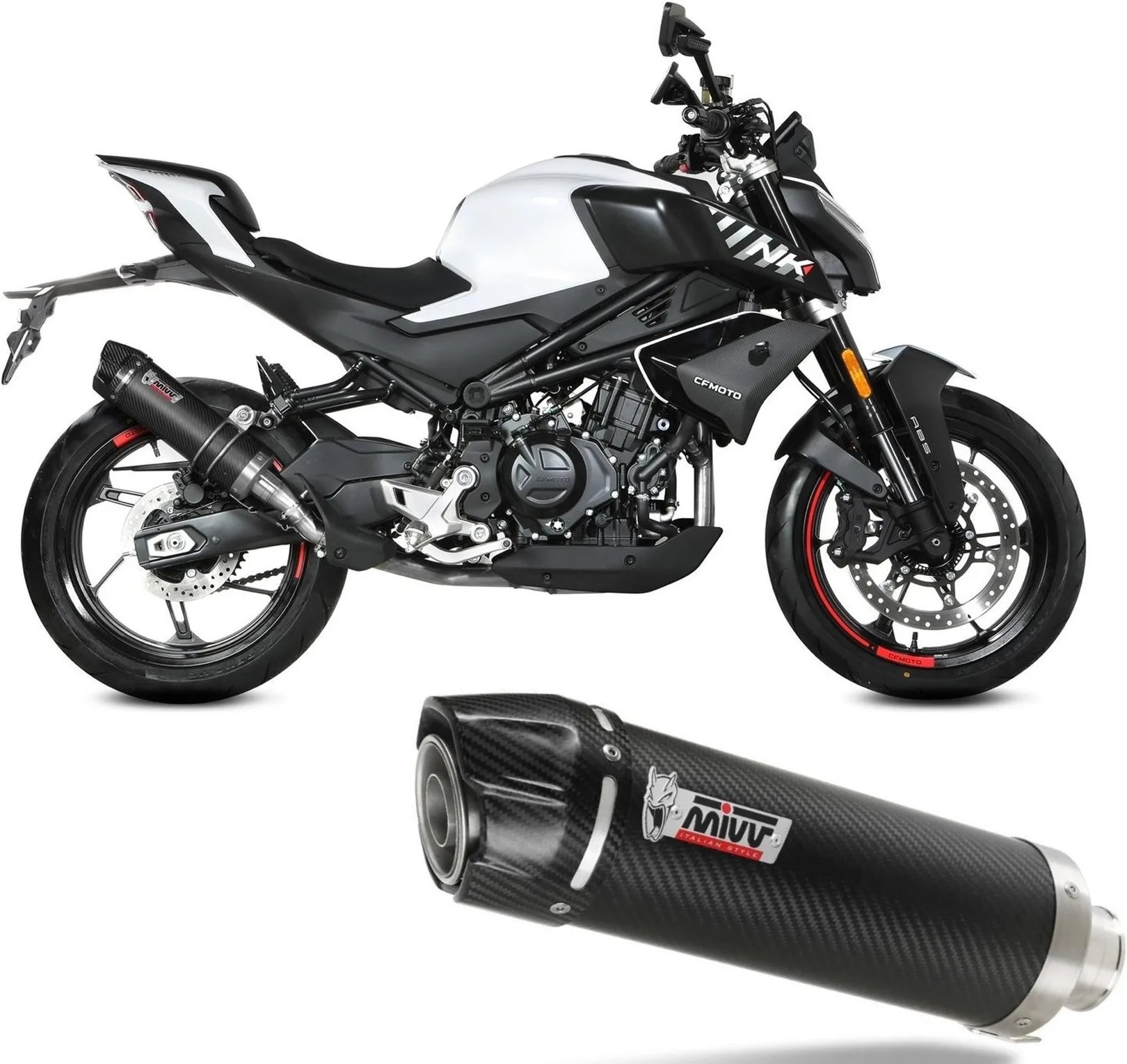 Système D'Échappement Homologué Au Niveau Sonore Gp Carbon - Mivv Compatible Avec Cfmoto 450 Nk (2023-2024)