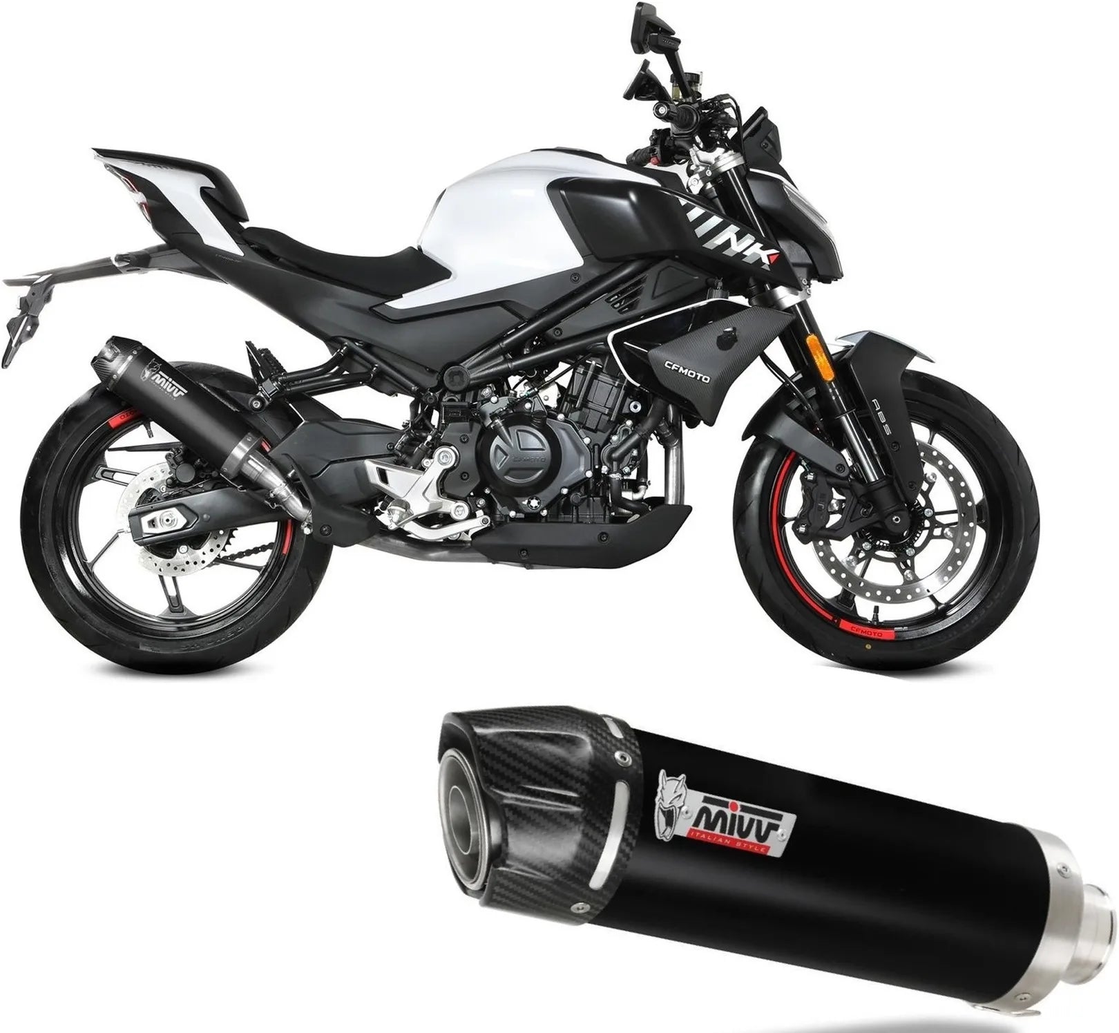 Système D'Échappement Homologué Au Niveau Sonore Ak-1 Acier Noir - Mivv Compatible Avec Cfmoto 450 Nk (2023-2024)
