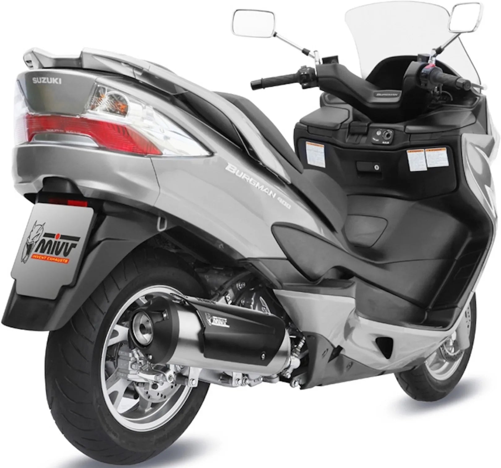 Système D'Échappement Complet Sans Catalyseur Et Homologué Au Niveau Sonore Urban Acier - Mivv Compatible Avec Suzuki An 400 Burgman (2006-2016)
