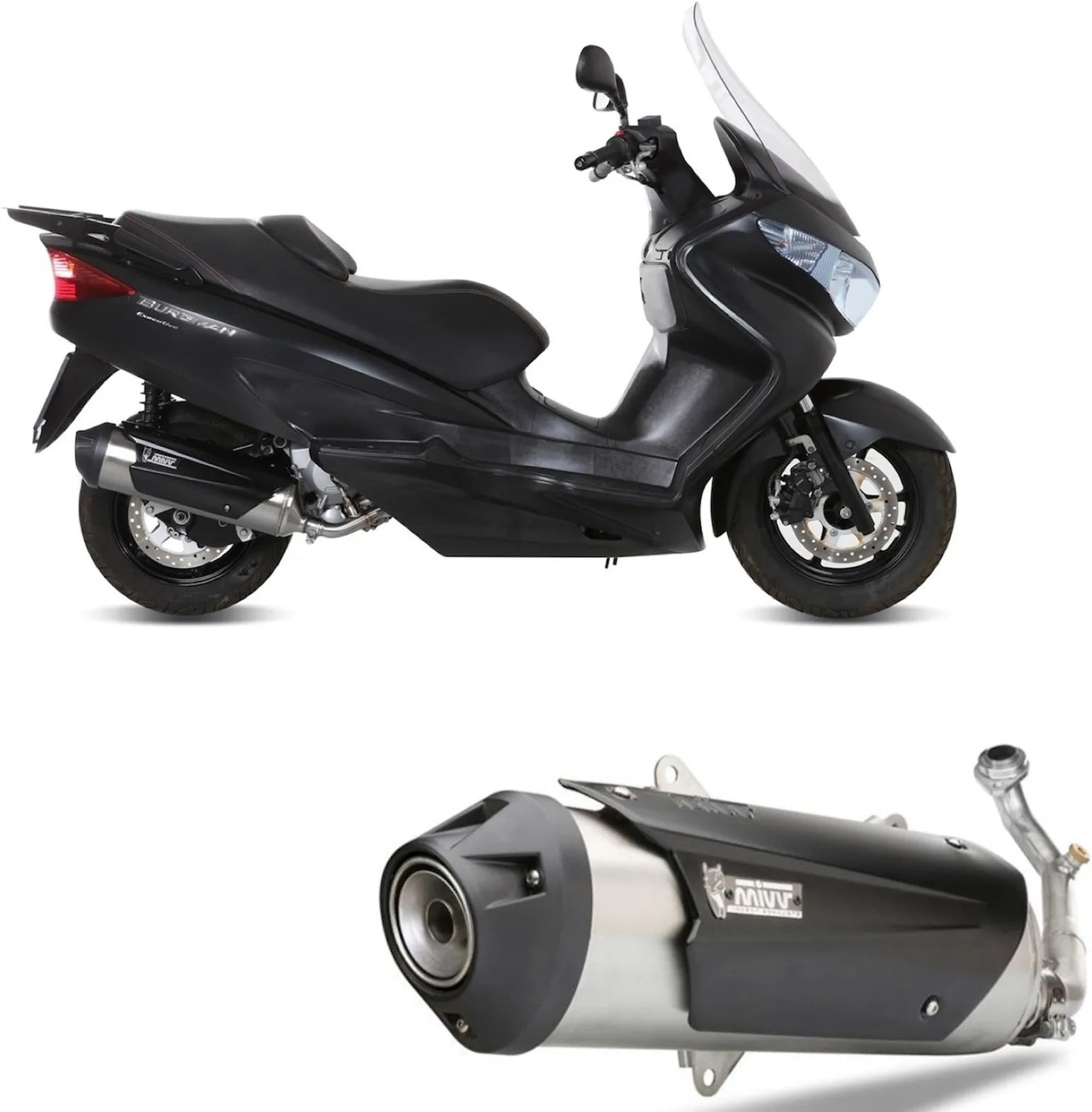 Système D'Échappement Complet Avec Catalyseur Et Homologation Acoustique Urban Acier - Mivv Compatible Avec Suzuki Uh 200 Burgman (2007-2015)