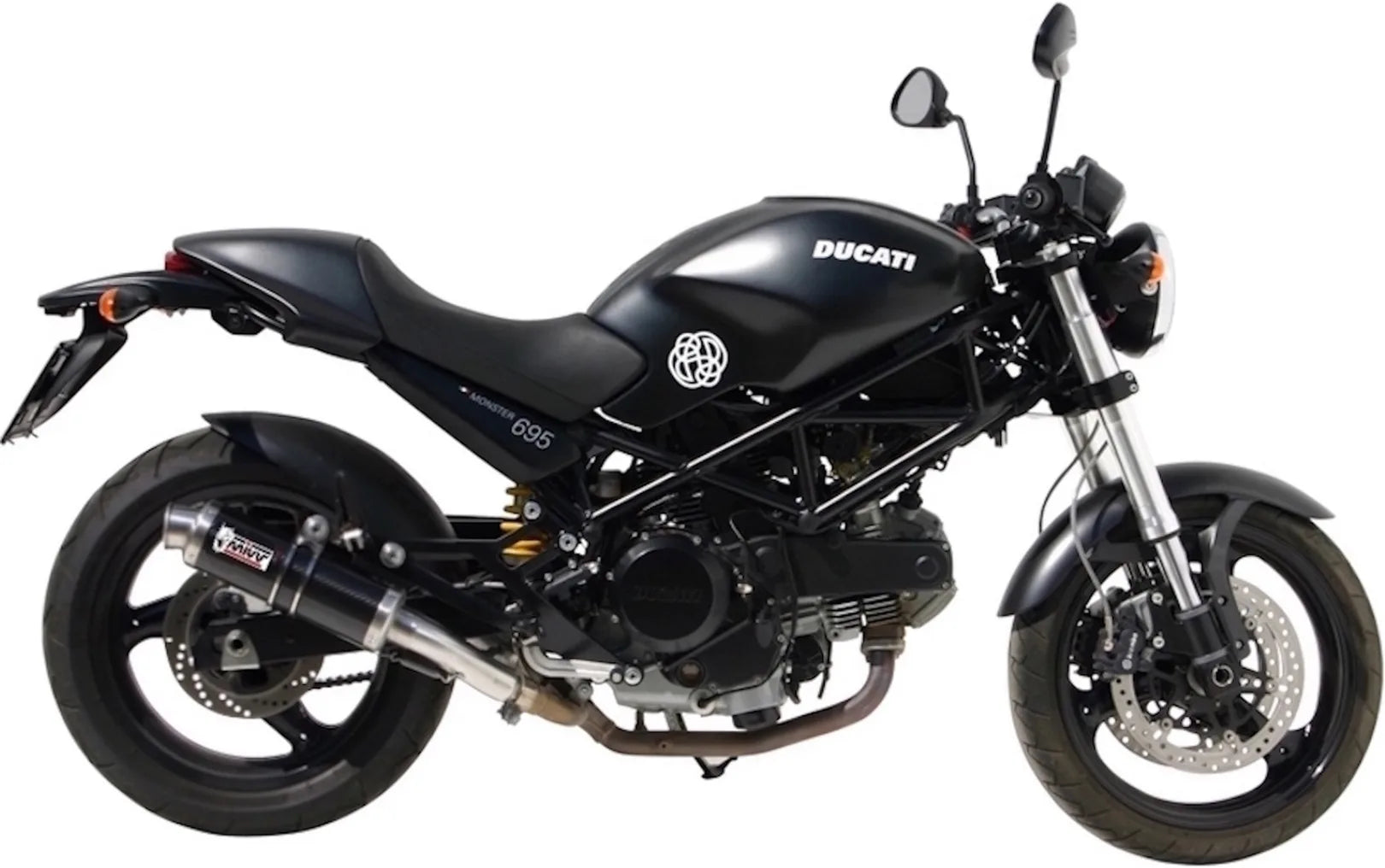 Double Sortie D'Échappement Non Catalysée Avec Homologation Acoustique Gp Carbon - Mivv Compatible Avec Ducati Monster 695 (2006-2008)