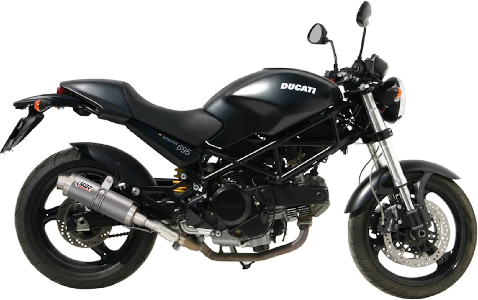 Double Sortie D'Échappement Non Catalysée Avec Homologation Acoustique Oval Acier - Mivv Compatible Avec Ducati Monster 695 (2006-2008)