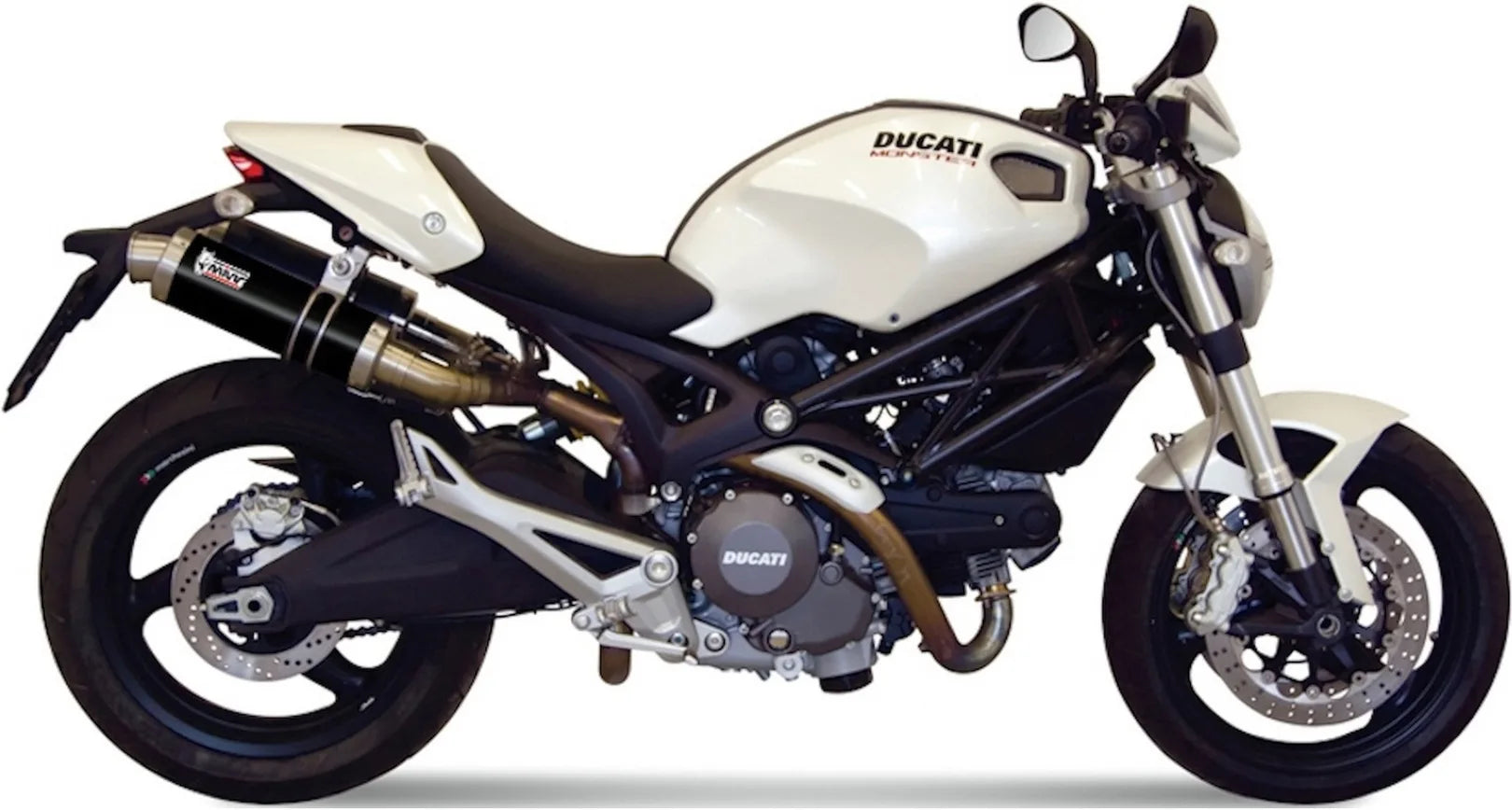 Double Sortie D'Échappement Avec Catalyseur Et Homologation Acoustique Gp Acier Noir - Mivv Compatible Avec Ducati Monster 696 (2008-2014)