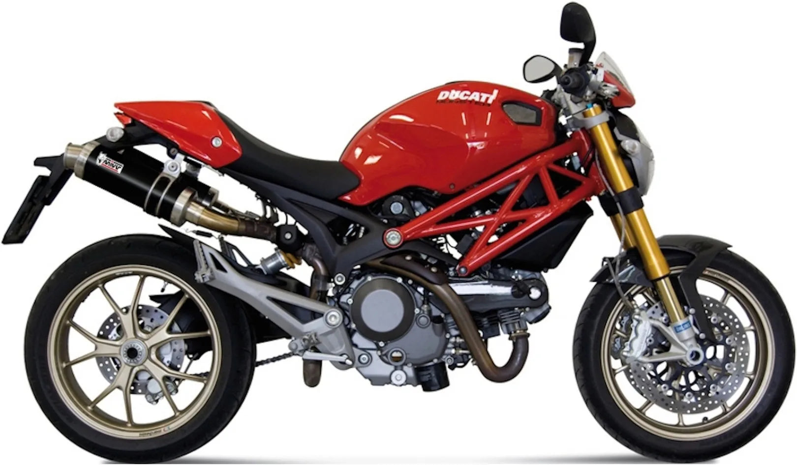 Double Sortie D'Échappement Non Catalysée Avec Homologation Acoustique Gp Acier Noir - Mivv Compatible Avec Ducati Monster 1100 (2008-2010)