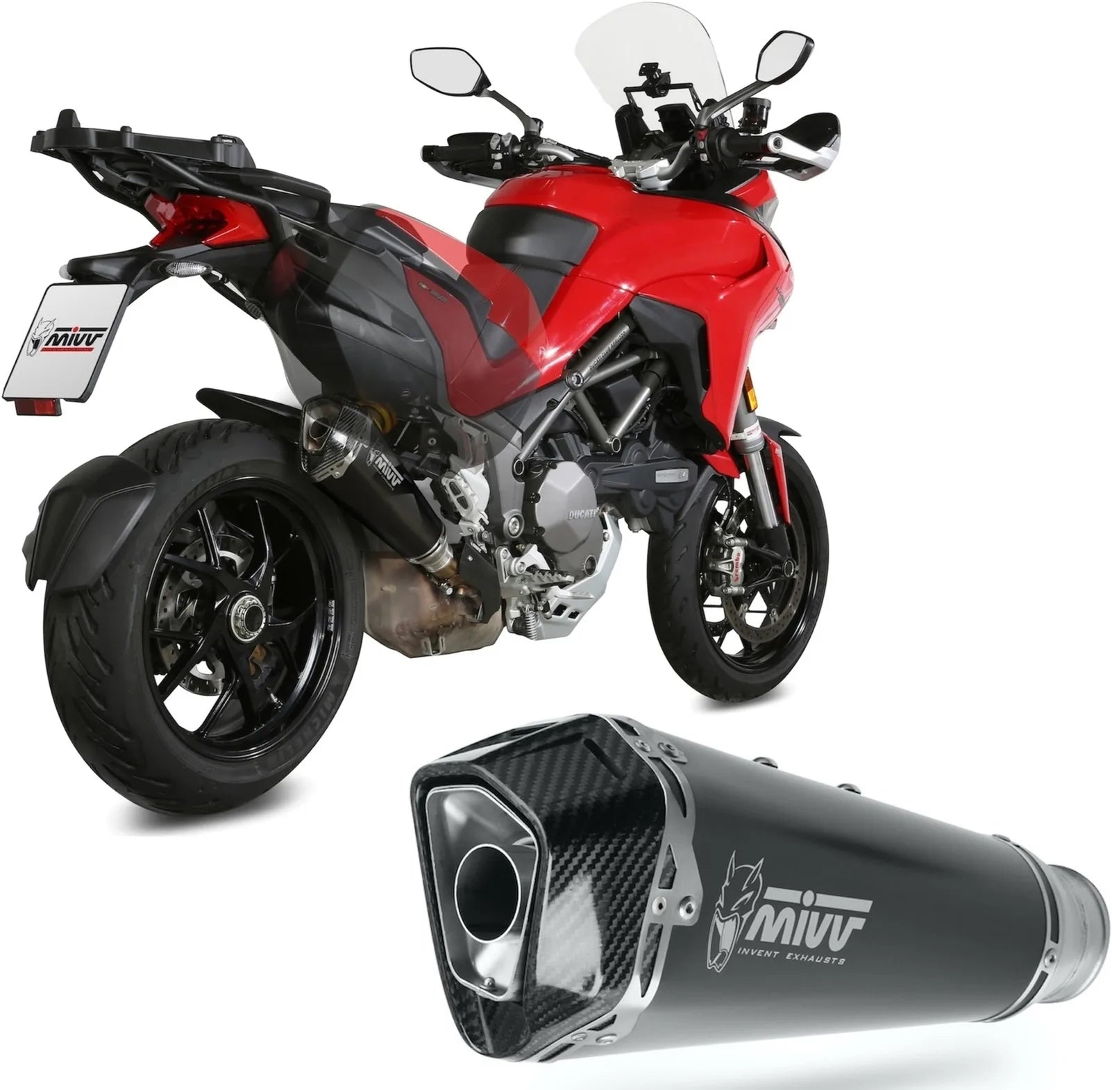 Système D'Échappement Homologué Au Niveau Sonore Delta Race Acier Noir Carbon - Mivv Compatible Avec Ducati Multistrada 1200 (2015-2017)