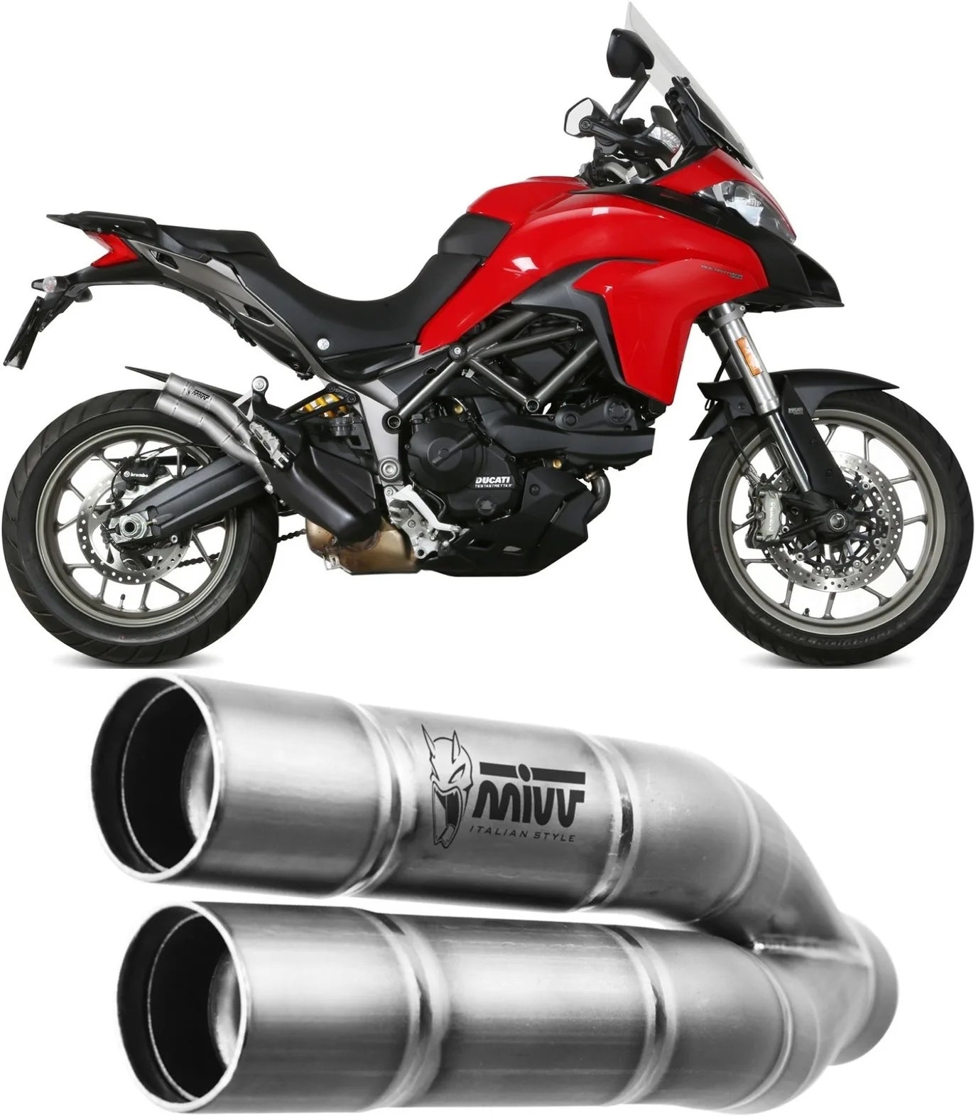 Système D'Échappement Homologué Au Niveau Sonore Double Gun Acier - Mivv Compatible Avec Ducati Multistrada 1200 Enduro (2016-2018)
