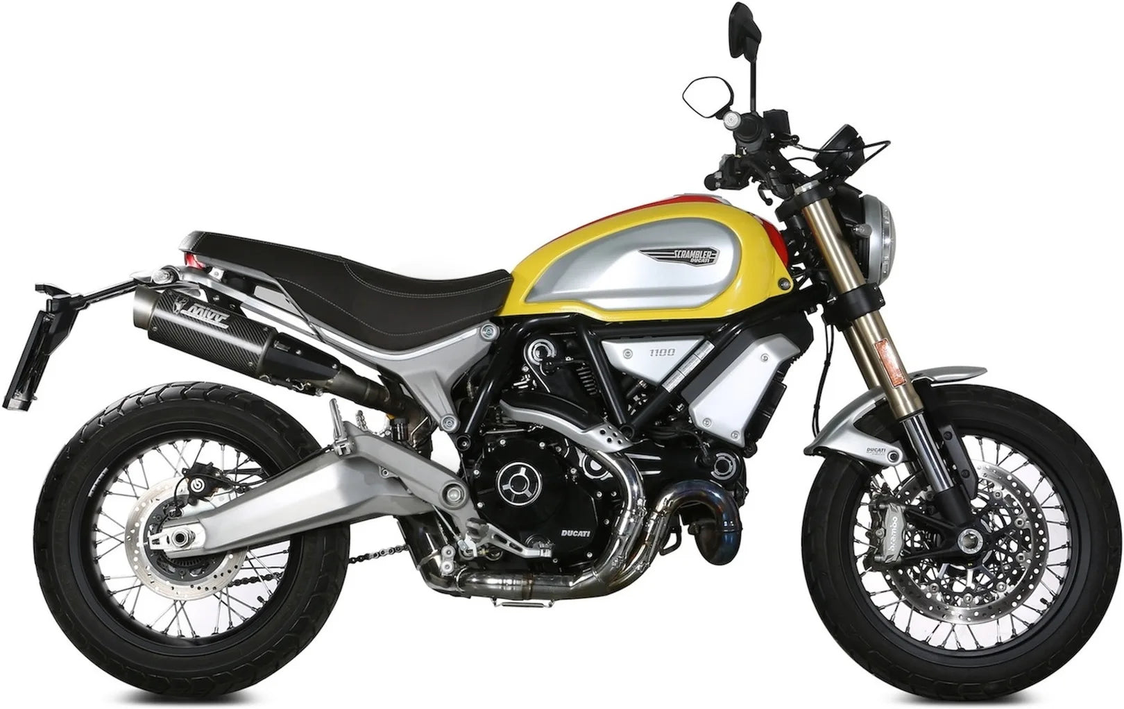 Double Sortie D'Échappement Homologuée Au Niveau Sonore Gppro Carbon - Mivv Compatible Avec Ducati Scrambler 1100 (2018-2020)