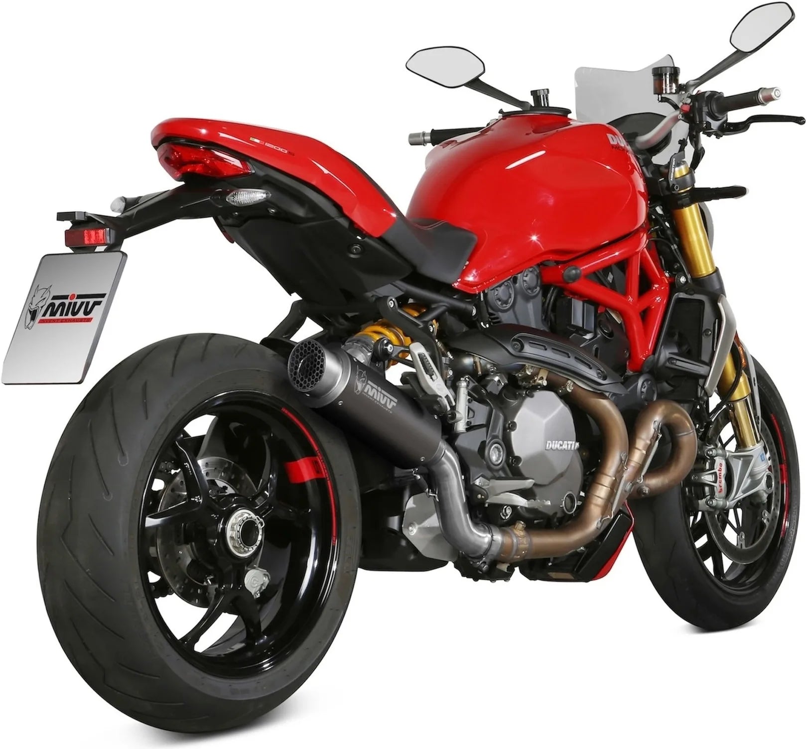 Système D'Échappement Catalytique Avec Homologation Acoustique Gppro Acier Noir - Mivv Compatible Avec Ducati Monster 1200 (2017-2021)