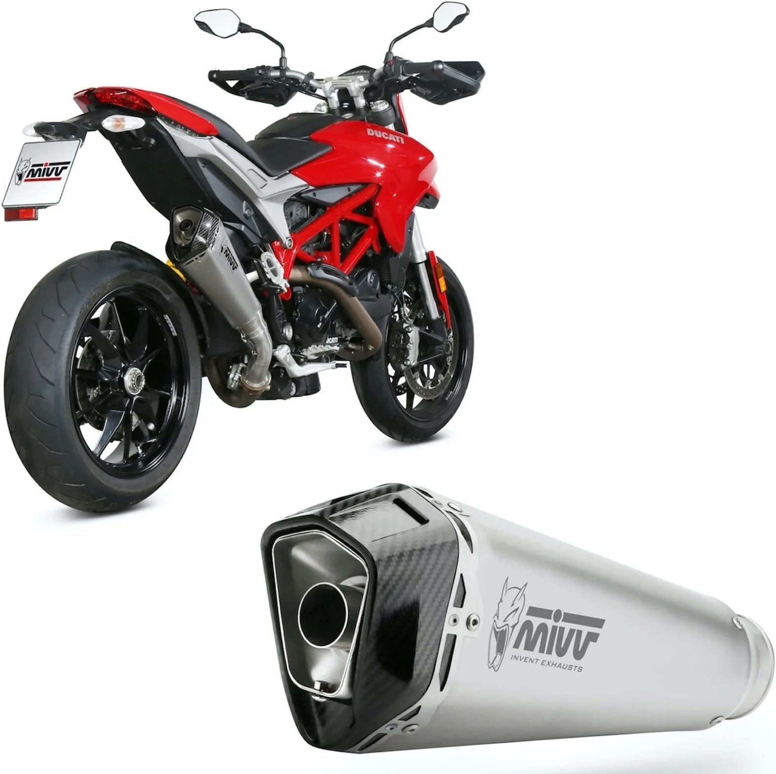 Système D'Échappement Catalytique Avec Homologation Acoustique Delta Race Acier Carbon - Mivv Compatible Avec Ducati Hypermotard 939 (2016-2018)
