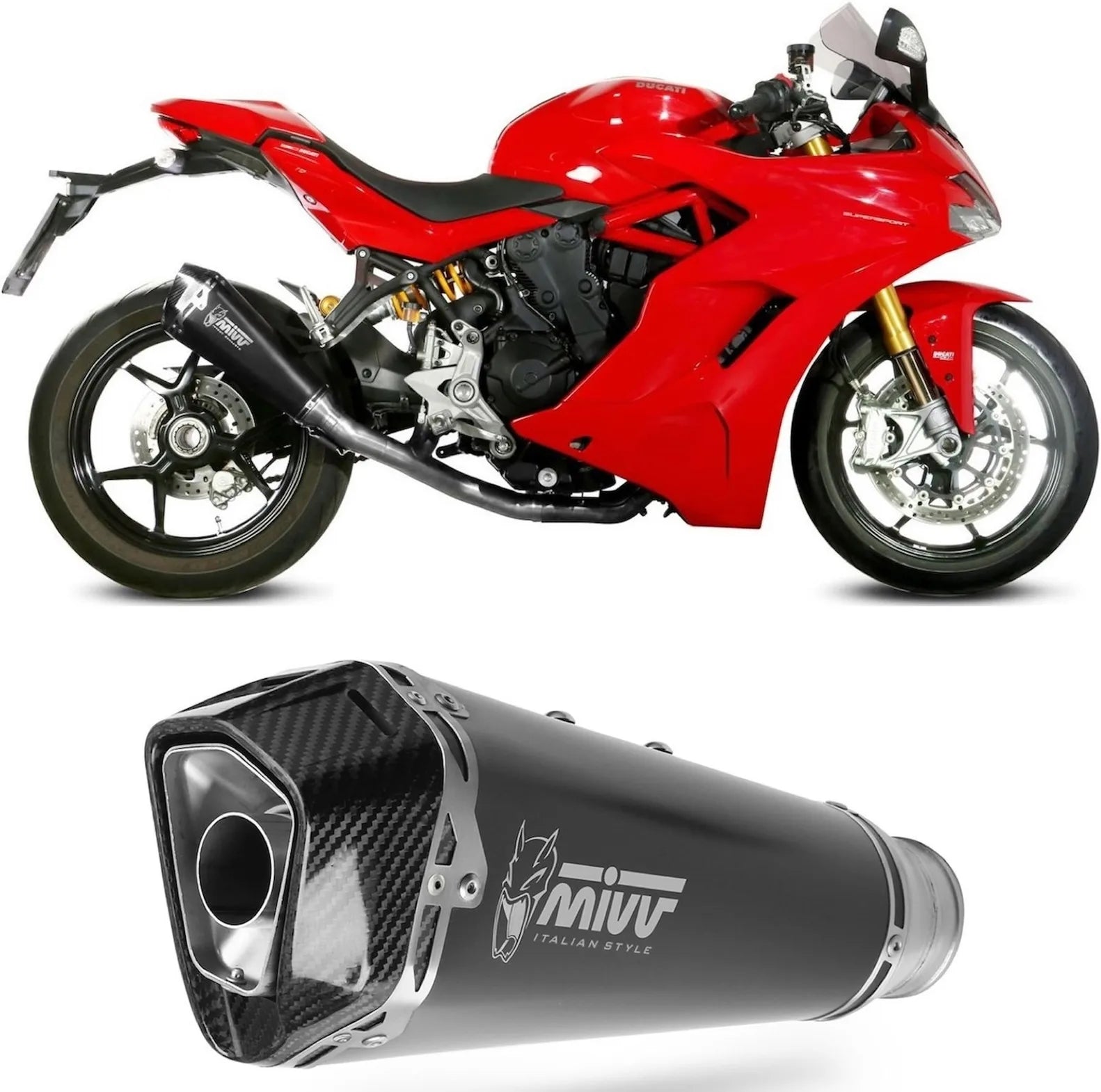 Système D'Échappement Catalytique Avec Homologation Acoustique Delta Race Acier Noir Carbon - Mivv Compatible Avec Ducati Supersport 939 - S (2017-2020)