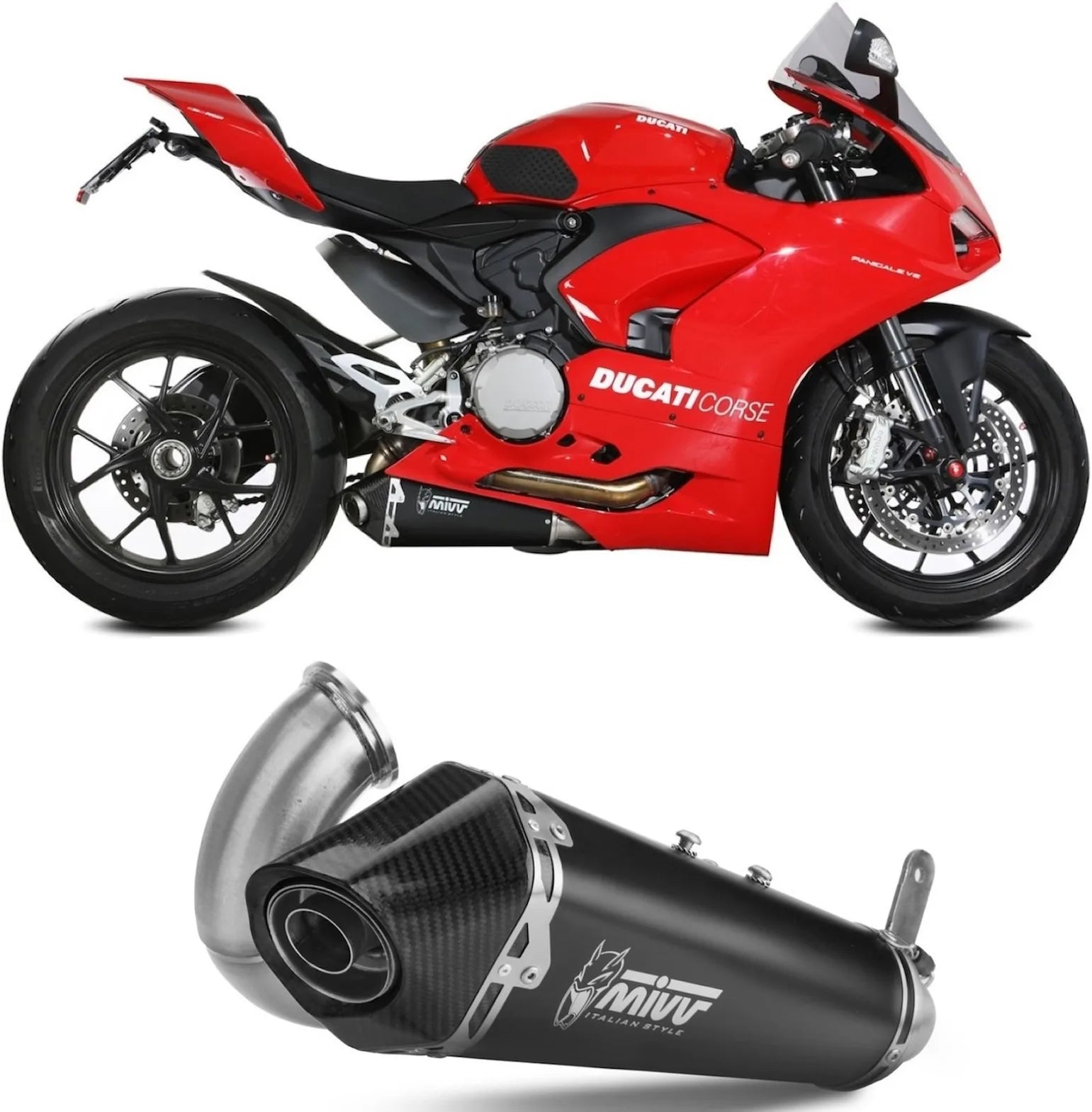 Système D'Échappement Catalytique Avec Homologation Acoustique Delta Race Acier Noir Carbon - Mivv Compatible Avec Ducati Panigale V2 (2020-2024)