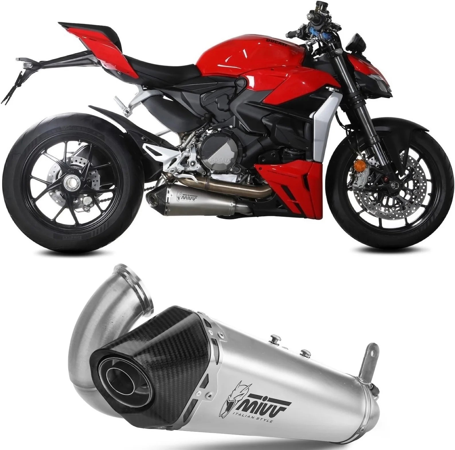 Système D'Échappement Catalytique Avec Homologation Acoustique Delta Race Acier Carbon - Mivv Compatible Avec Ducati Panigale V2 (2020-2024)
