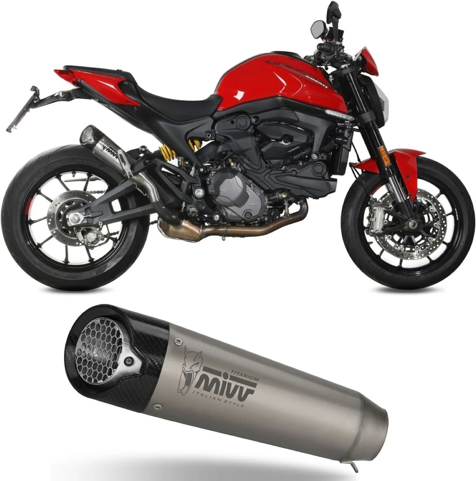 Système D'Échappement Homologué Au Niveau Sonore X-M5 Titanium Carbon - Mivv Compatible Avec Ducati Monster + (2021-2024)