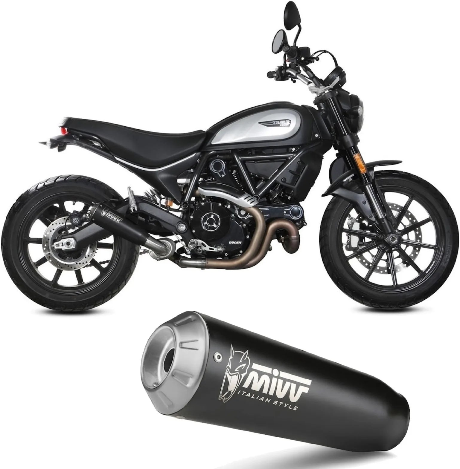 Système D'Échappement Catalytique Avec Homologation Acoustique X-M1 Acier Noir - Mivv Compatible Avec Ducati Scrambler 800 Icon (2021-2022)