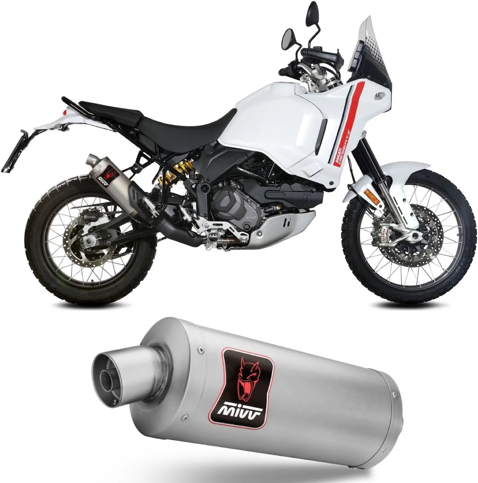 Système D'Échappement Homologué Au Niveau Sonore Dakar Titanium - Mivv Compatible Avec Ducati Desert-X (2022-2024)