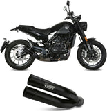 Système D'Échappement Homologué Au Niveau Sonore Double Gun Acier Noir - Mivv Compatible Avec Benelli Leoncino (2017-2024)