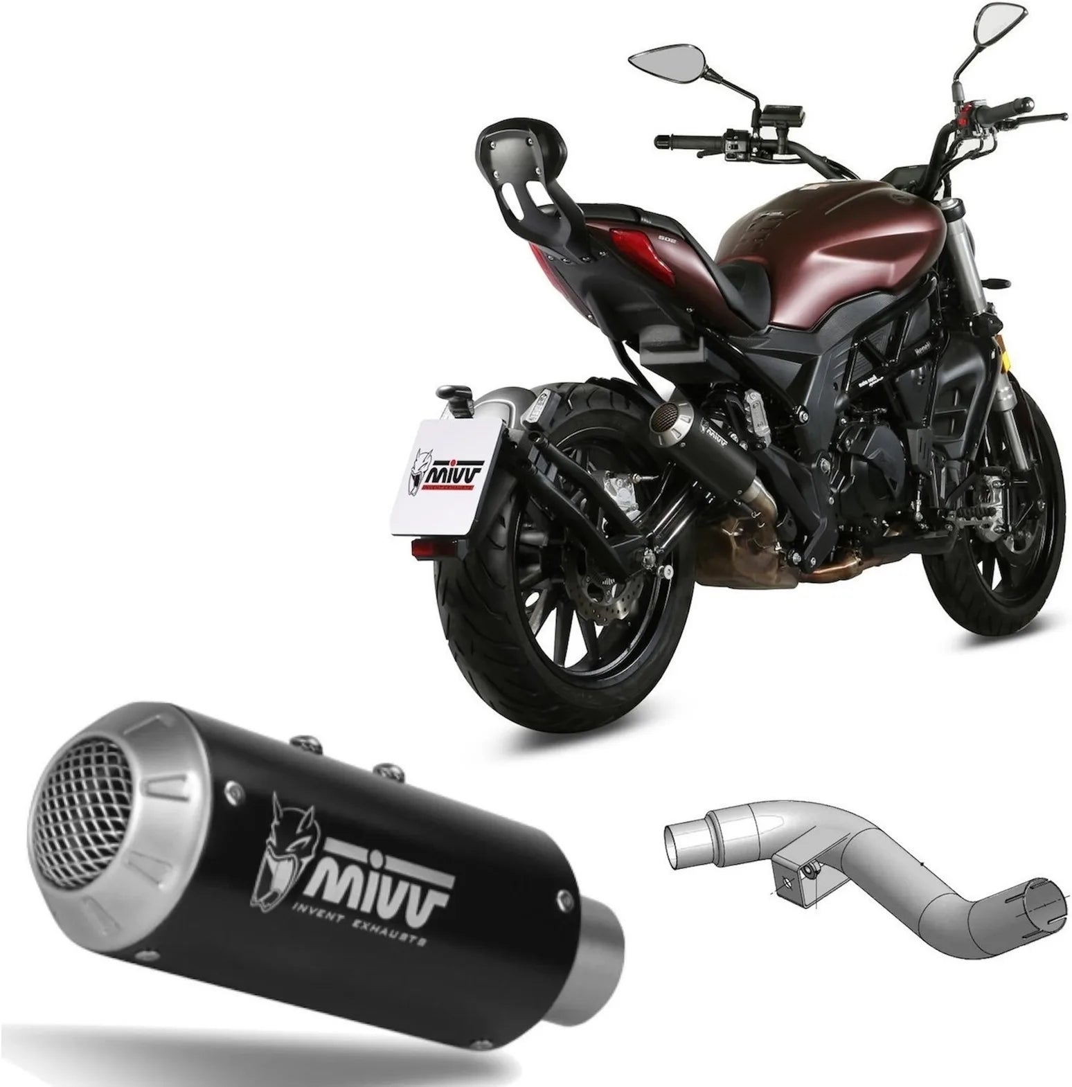 Système D'Échappement Non Catalysé Et Homologué Au Niveau Sonore Mk3 Acier Noir - Mivv Compatible Avec Benelli 502 C (2019-2024)