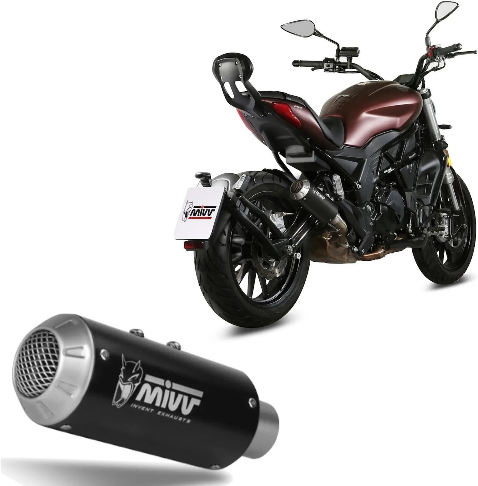 Système D'Échappement Homologué Au Niveau Sonore Mk3 Acier Noir - Mivv Compatible Avec Benelli 502 C (2019-2024)