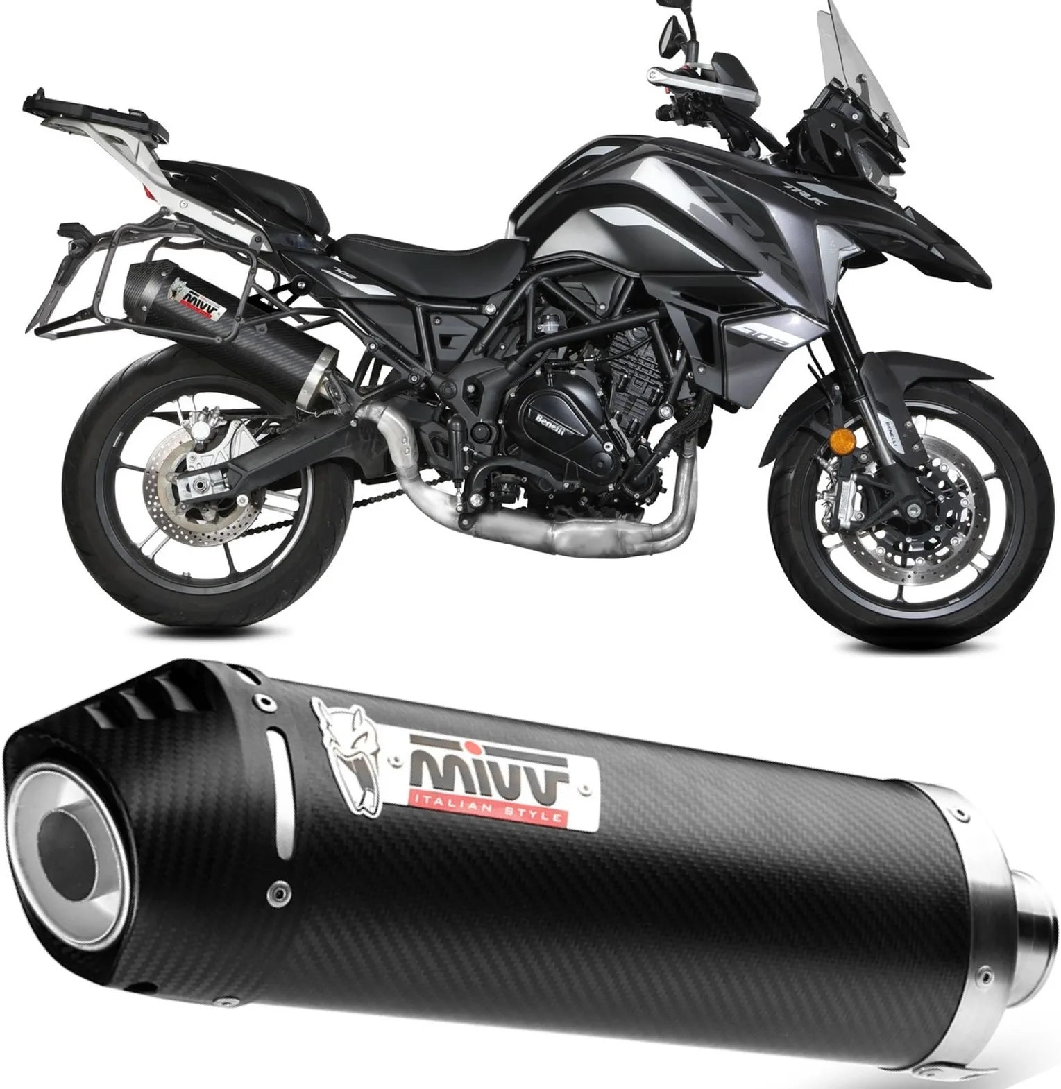 Système D'Échappement Homologué Au Niveau Sonore Oval Carbon Carbon - Mivv Compatible Avec Benelli Trk 702 - X (2023-2024)