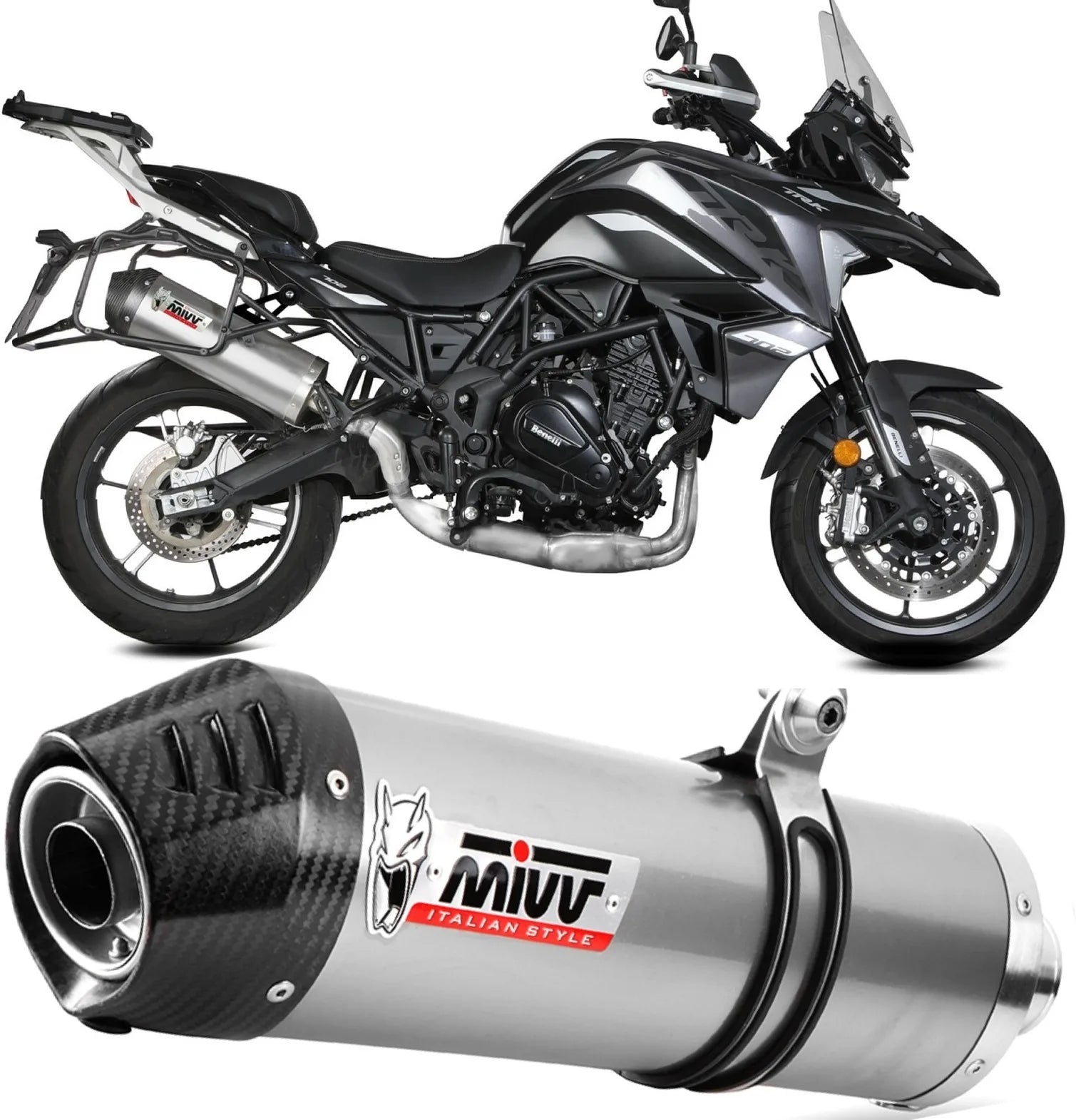 Système D'Échappement Homologué Au Niveau Sonore Oval Acier Carbon - Mivv Compatible Avec Benelli Trk 702 - X (2023-2024)