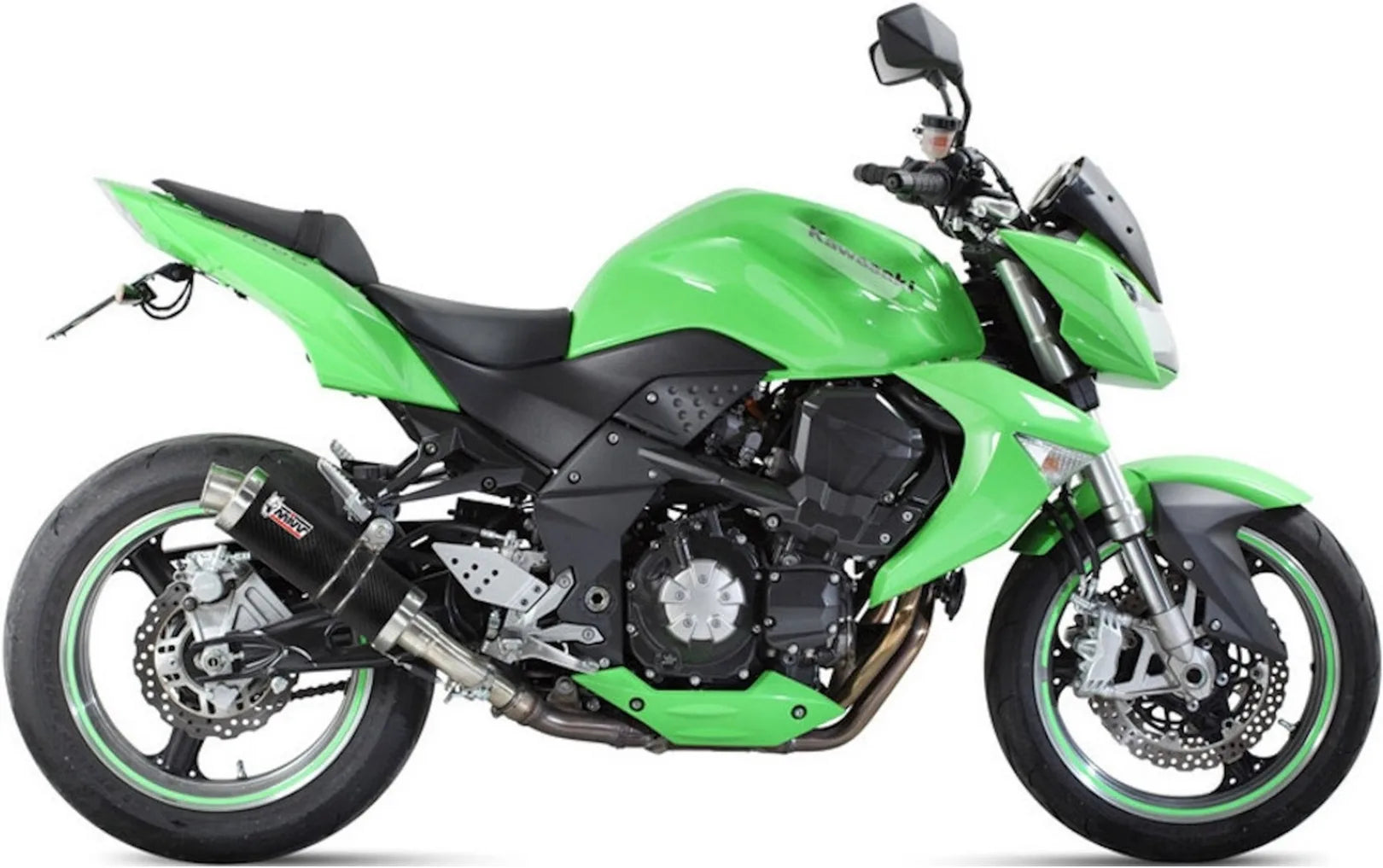 Double Sortie D'Échappement Homologuée Au Niveau Sonore Gp Carbon - Mivv Compatible Avec Kawasaki Z 1000 (2007-2009)