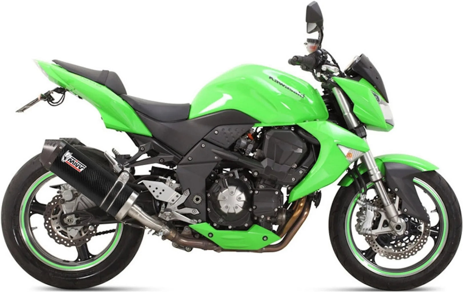 Double Sortie D'Échappement Homologuée Au Niveau Sonore Oval Carbon Carbon - Mivv Compatible Avec Kawasaki Z 1000 (2007-2009)