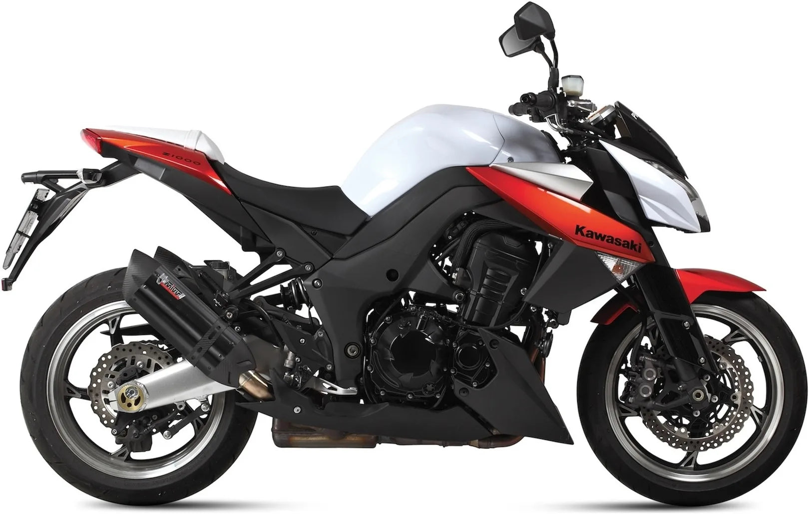 Double Sortie D'Échappement Homologuée Au Niveau Sonore Suono Acier Noir Carbon - Mivv Compatible Avec Kawasaki Z 1000 (2010-2013)