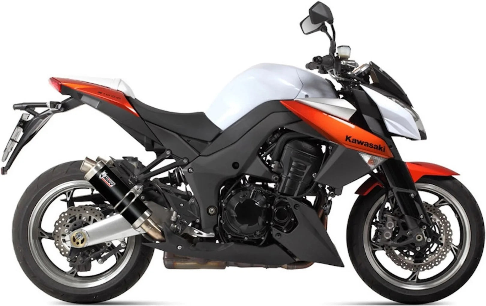 Double Sortie D'Échappement Homologuée Au Niveau Sonore Gp Acier Noir - Mivv Compatible Avec Kawasaki Z 1000 (2010-2013)