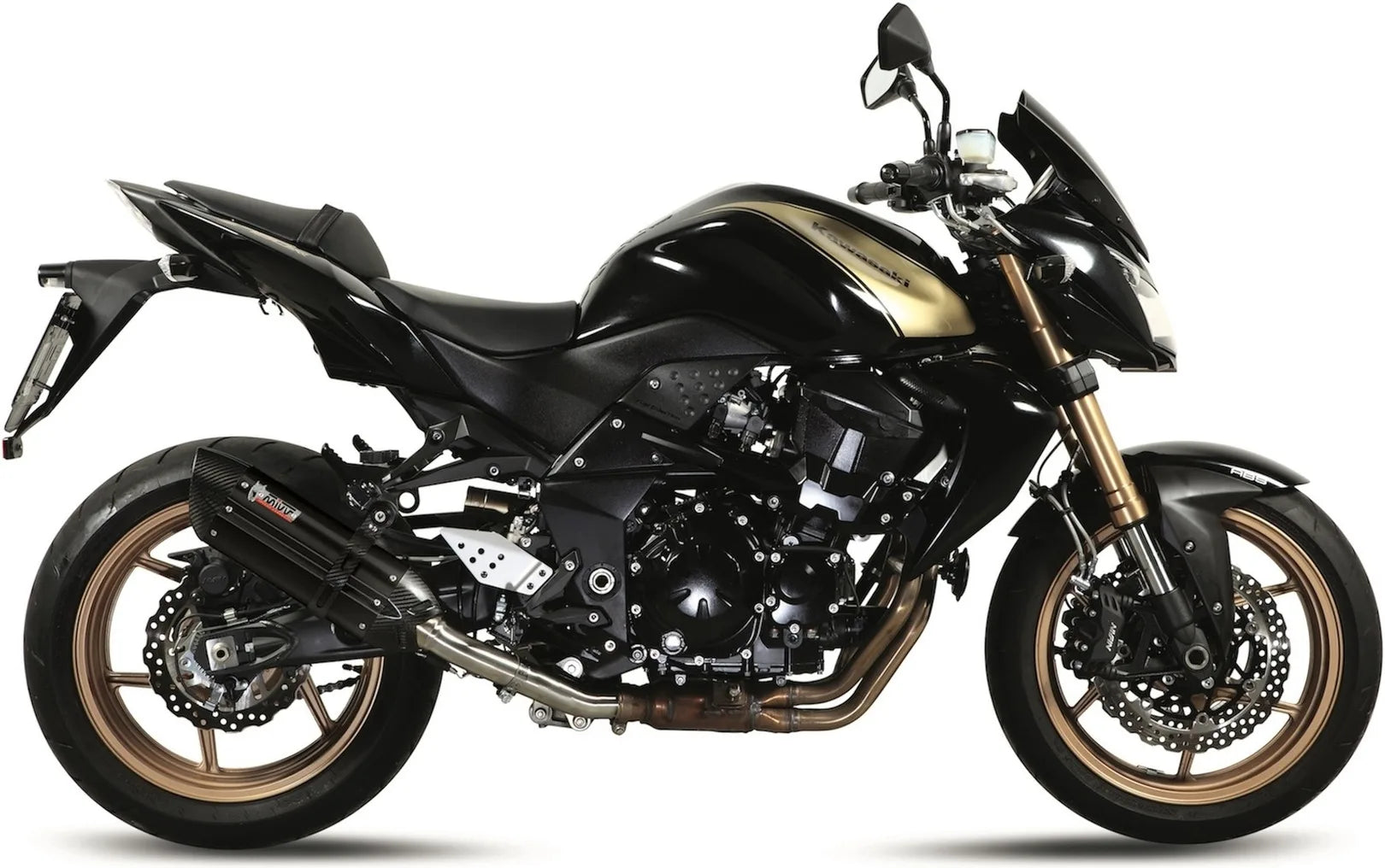 Système D'Échappement Catalytique Avec Homologation Acoustique Suono Acier Noir Carbon - Mivv Compatible Avec Kawasaki Z 750 R (2011-2014)