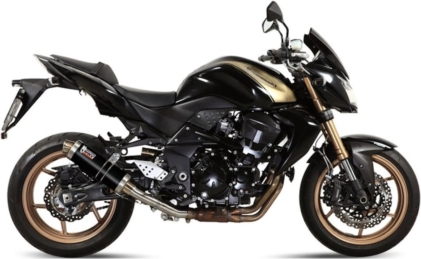 Système D'Échappement Catalytique Avec Homologation Acoustique Gp Acier Noir - Mivv Compatible Avec Kawasaki Z 750 R (2011-2014)