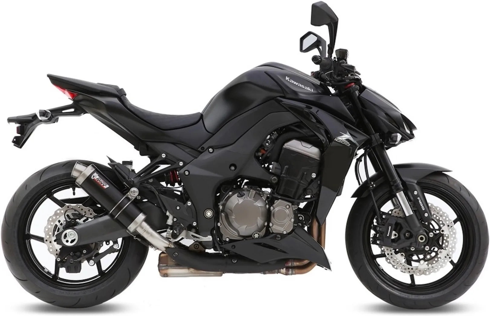 Double Sortie D'Échappement Homologuée Au Niveau Sonore Gp Acier Noir - Mivv Compatible Avec Kawasaki Z 1000 (2014-2020)