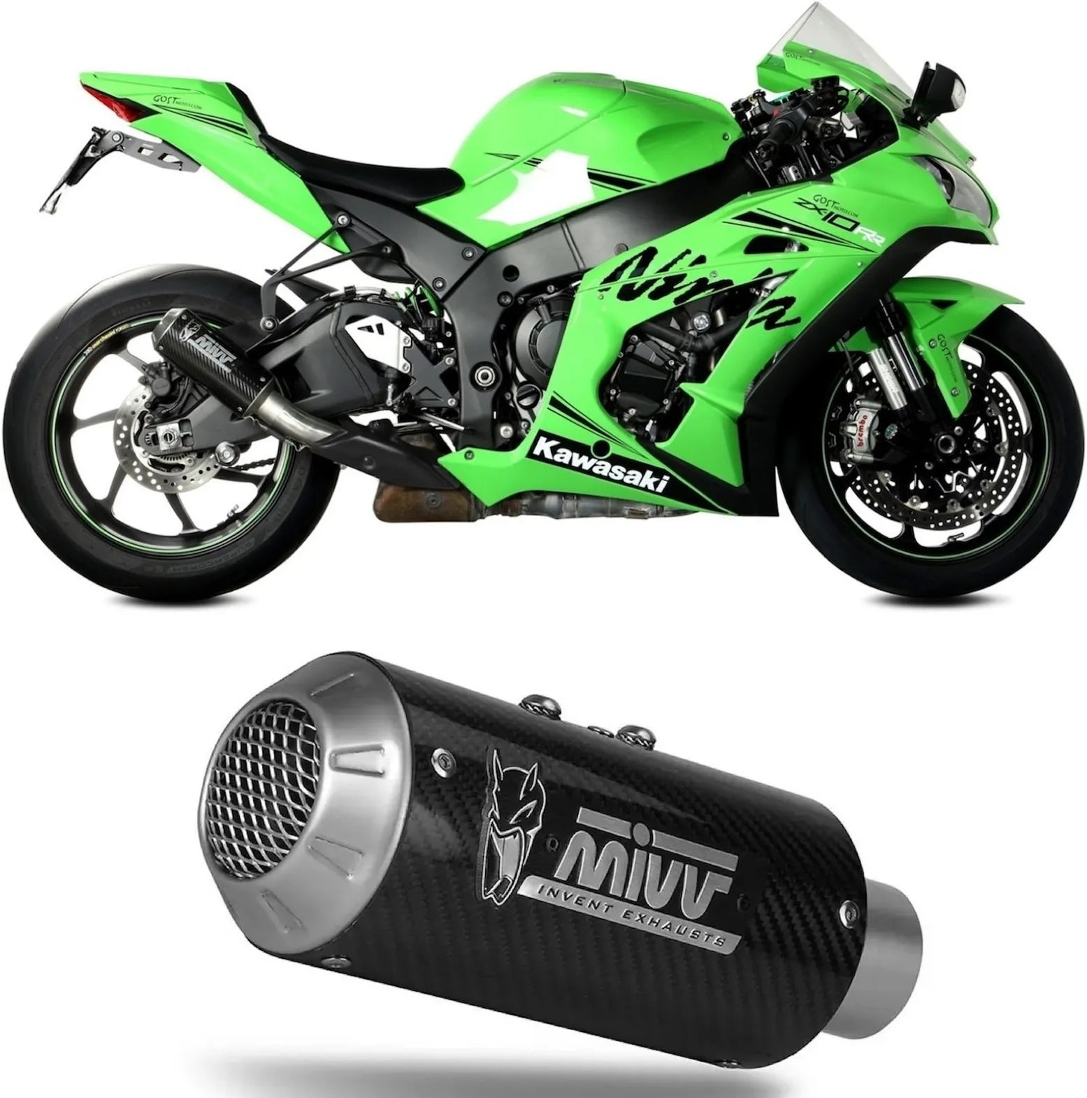 Système D'Échappement Homologué Au Niveau Sonore Mk3 Carbon - Mivv Compatible Avec Kawasaki Zx 10R - Rr - Se (2016-2024)