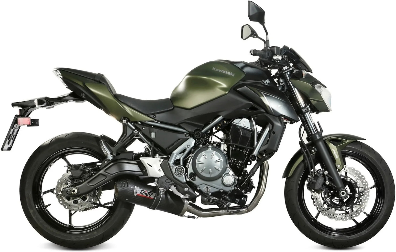 Système D'Échappement Complet Avec Catalyseur Et Homologation Acoustique Oval Carbon Carbon - Mivv Compatible Avec Kawasaki Z 650 (2017-2023)
