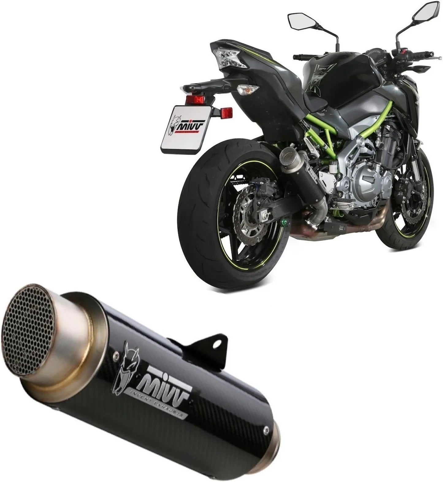 Système D'Échappement Homologué Au Niveau Sonore Gppro Carbon - Mivv Compatible Avec Kawasaki Z 900 (2017-2024)